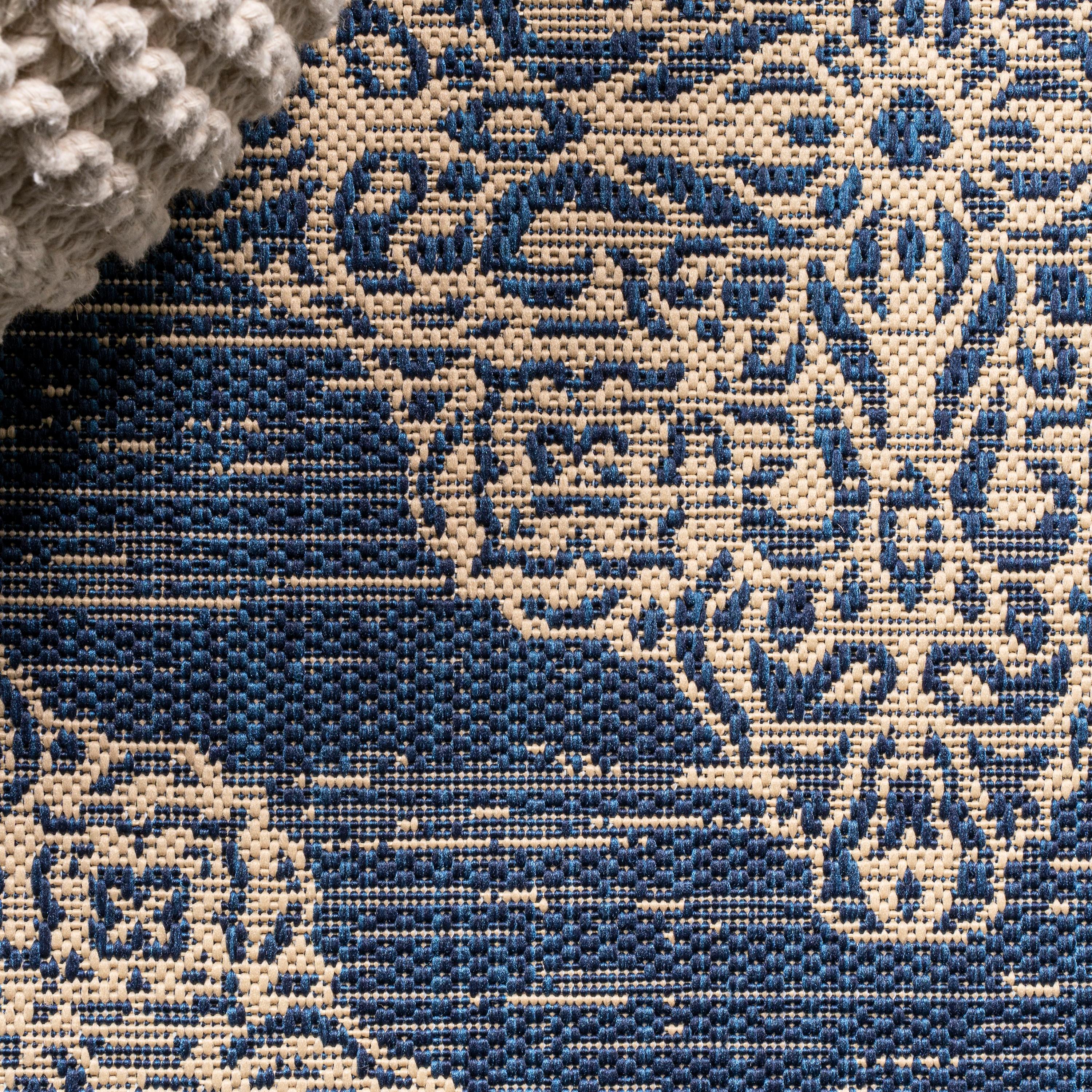 JONATHAN Y SMB121A-28 Tuscany Ornate Medallions Navy/Beige 2 ft. x 8 ft. Indoor/Outdoor Runner Rug, Casual, Pet Friendly, Stain Resistant, Easy to Clean, for Patio, Living Room; Kitchen, Bedroom