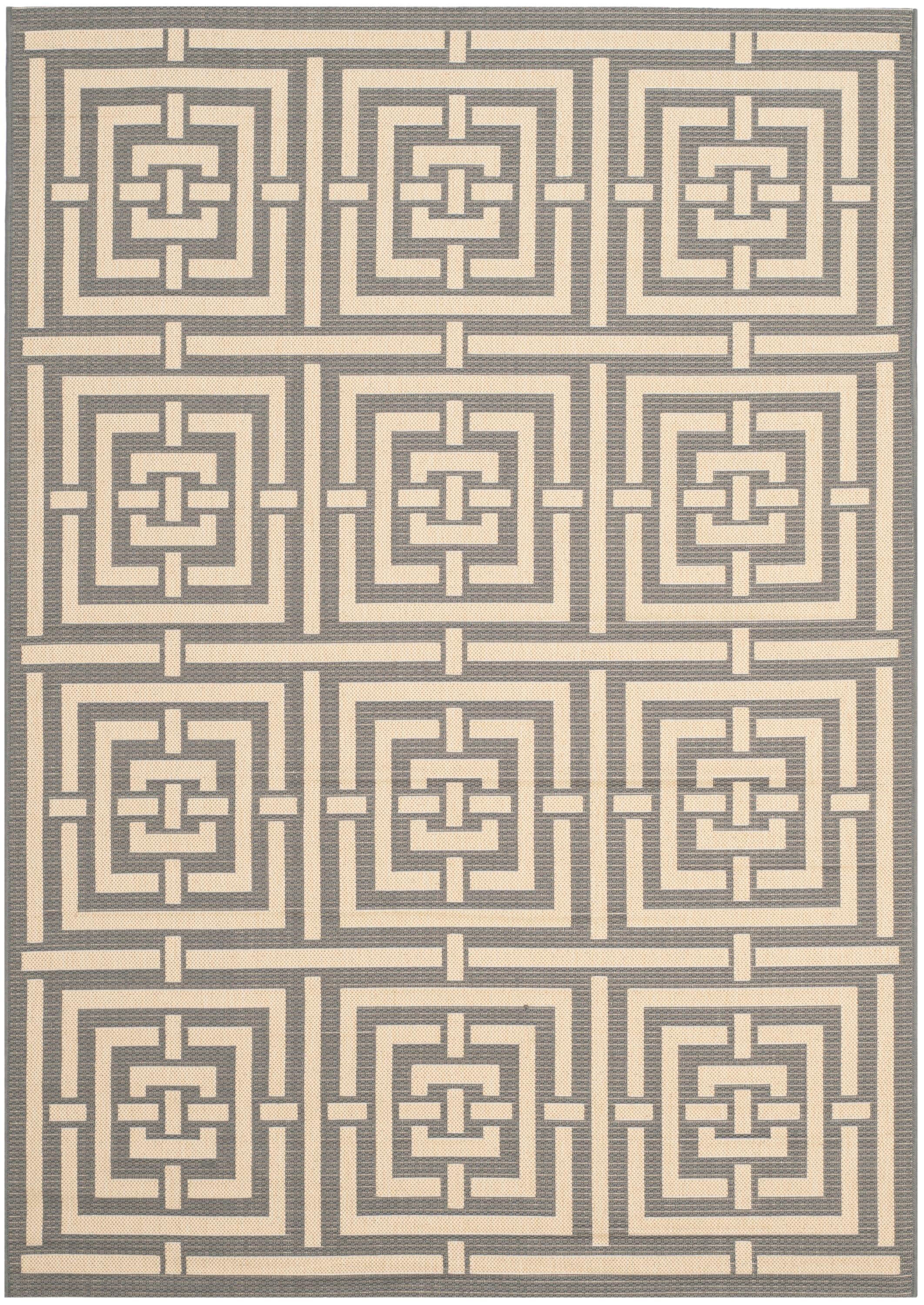 Courtyard CY6937 Power Loomed Indoor and Outdoor Area Rug - Grey/Cream - 5'3"x7'7" - Safavieh