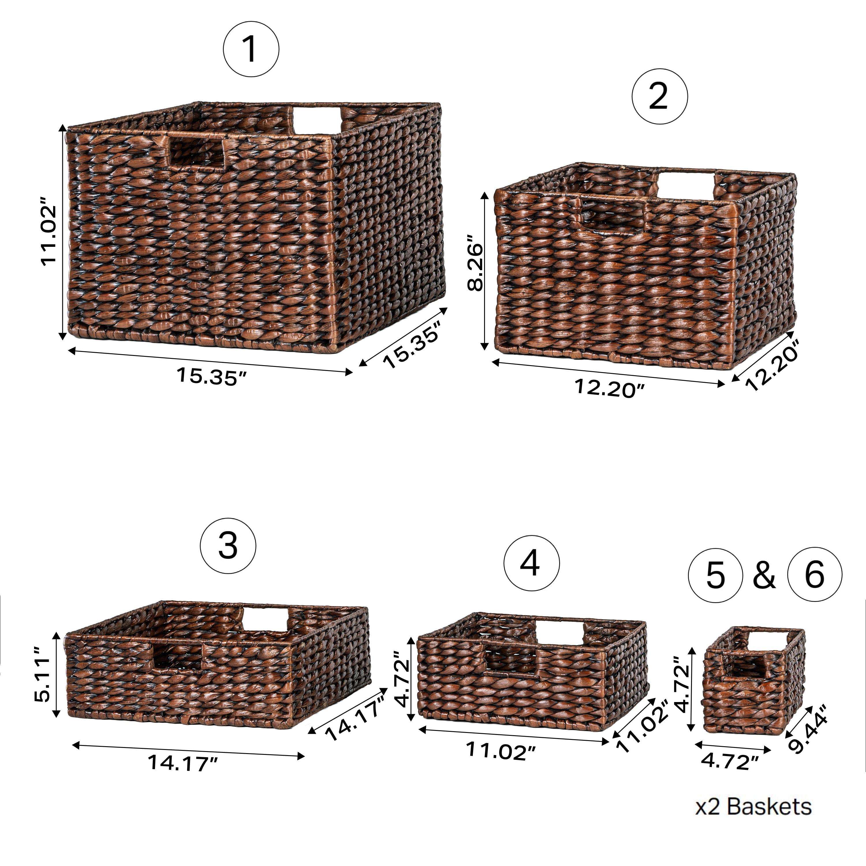 Traditional Assorted Hand-Woven Hyacinth/Iron Baskets (Set of 10)