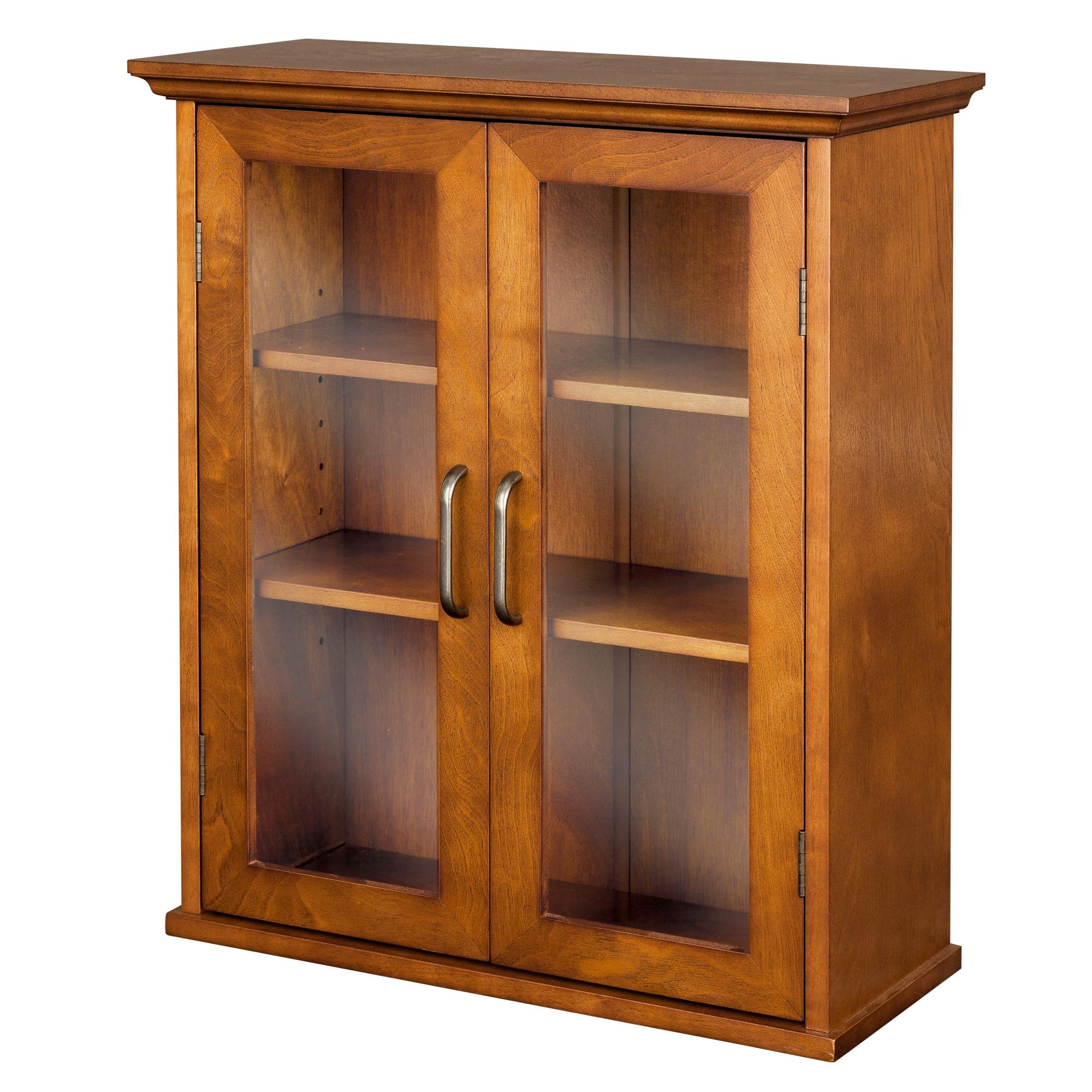 Oil Oak Two-Door Wall Cabinet with Adjustable Shelves