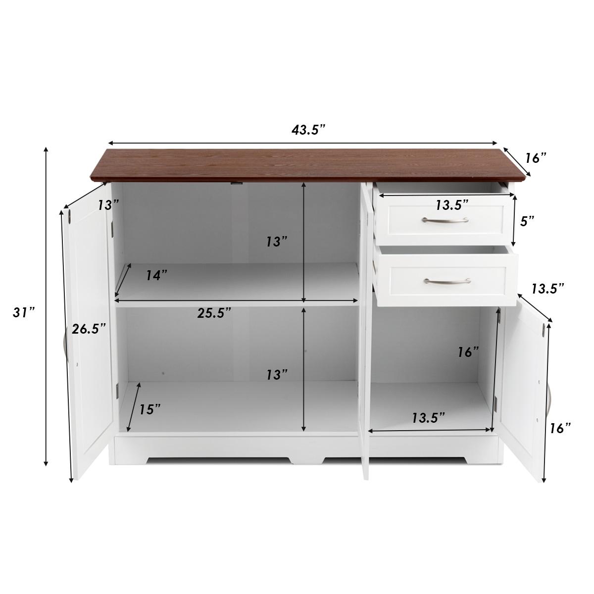 Buffet Server Storage Cabinet With 2-Door Cabinet And 2 Drawers