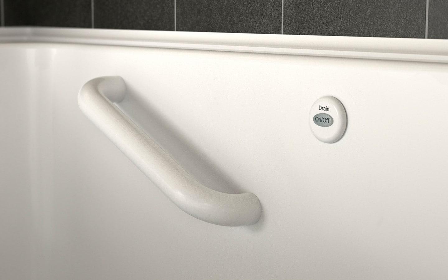 American Standard 59.5'' x 29.75'' Walk-in Soaking Fiberglass Bathtub with Faucet 3060.109.SLW