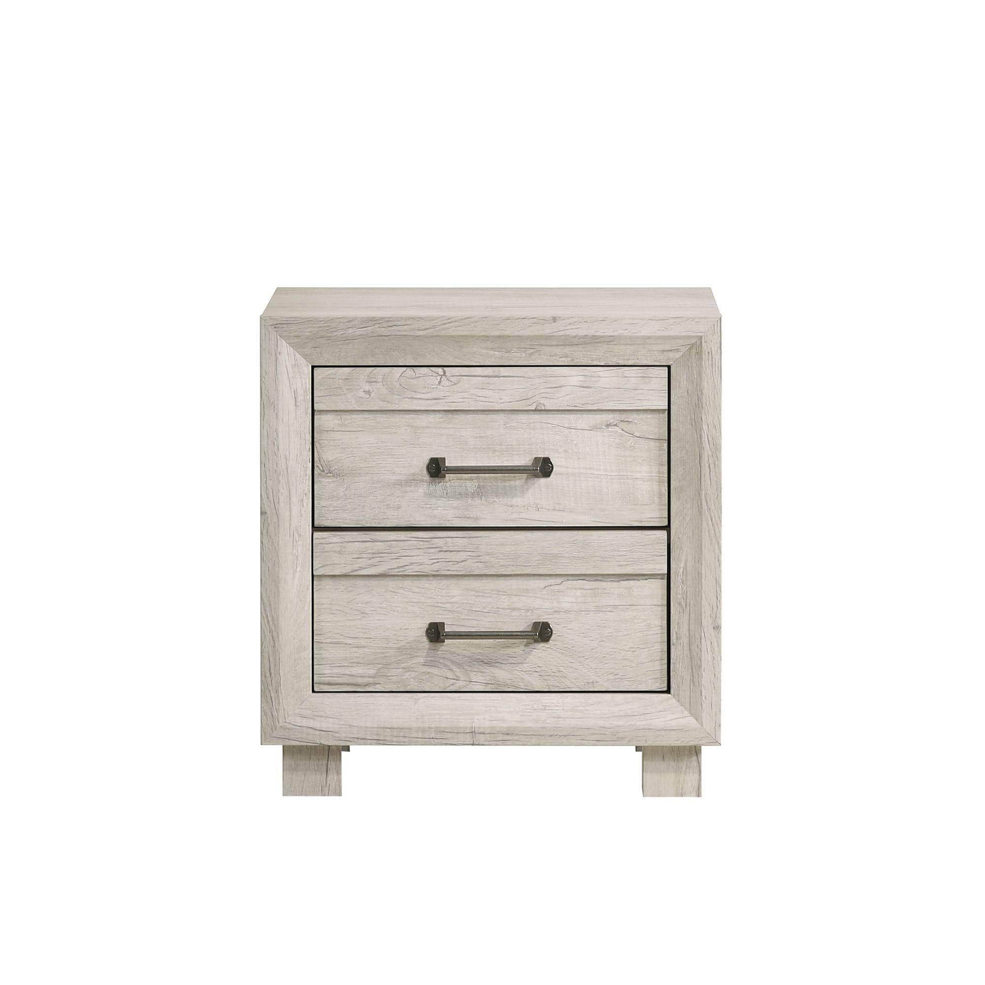 Picket House Furnishings Tarrant Mesita de Noche de 2 Cajones con USB en Blanco