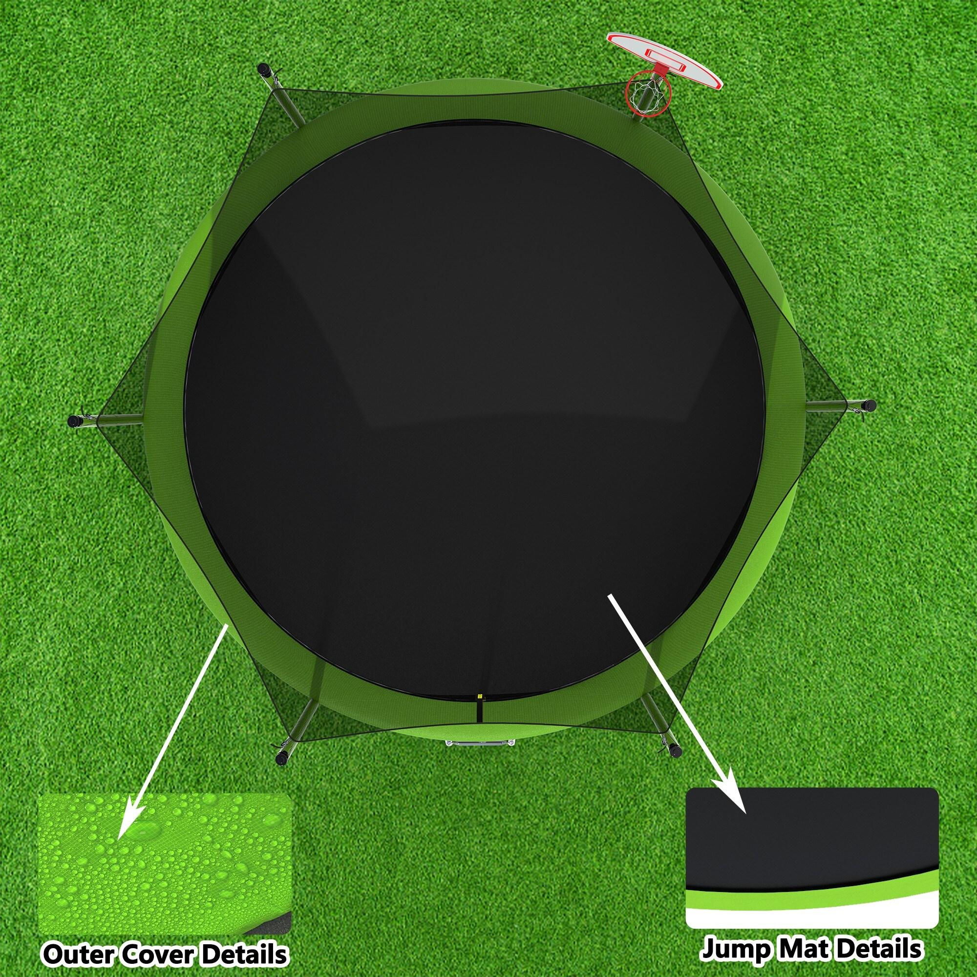 14 FT Green Outdoor Trampoline with Safety Enclosure Net