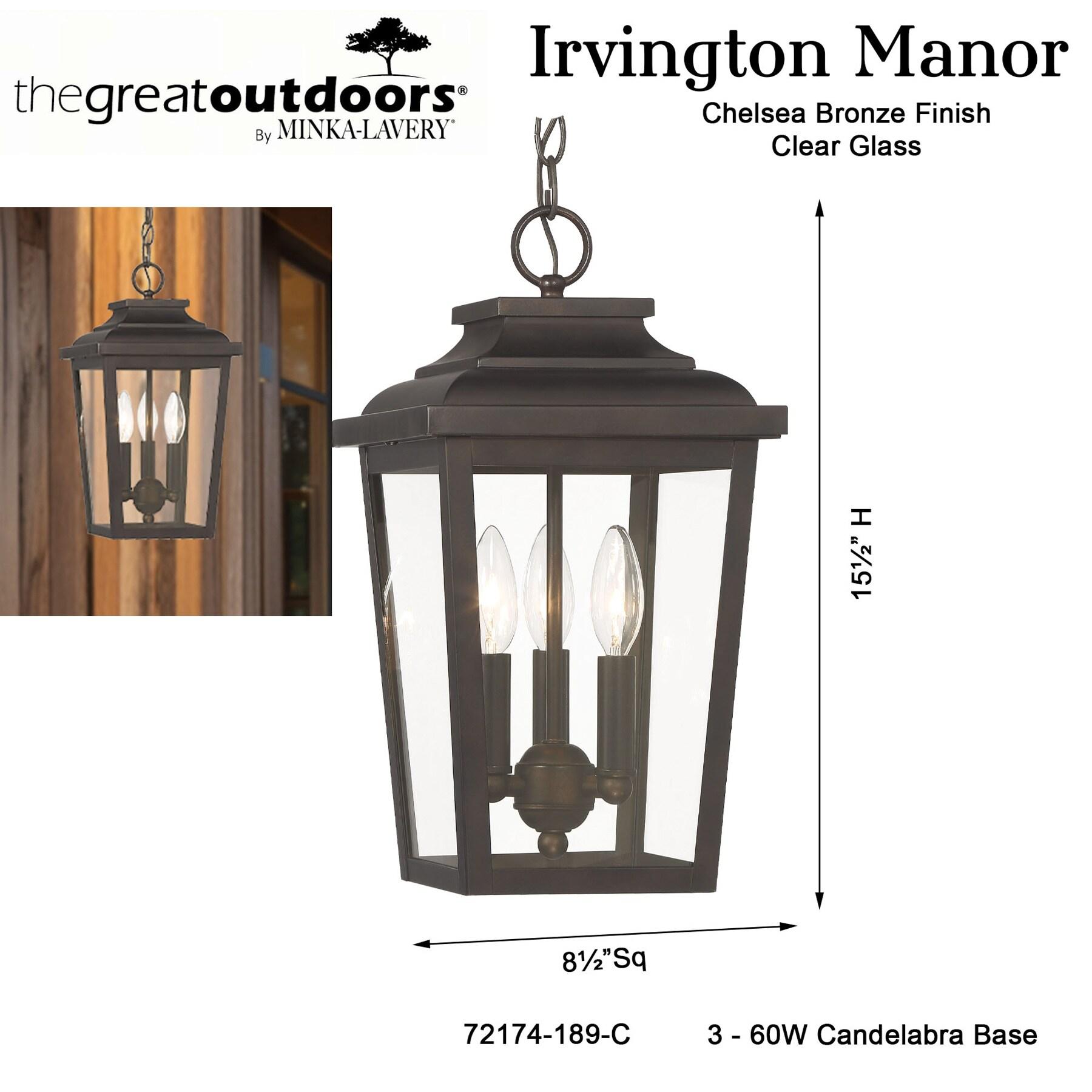 Minka Lavery - Irvington Manor - 3 Light Outdoor Pendant-15.5 Inches Tall and