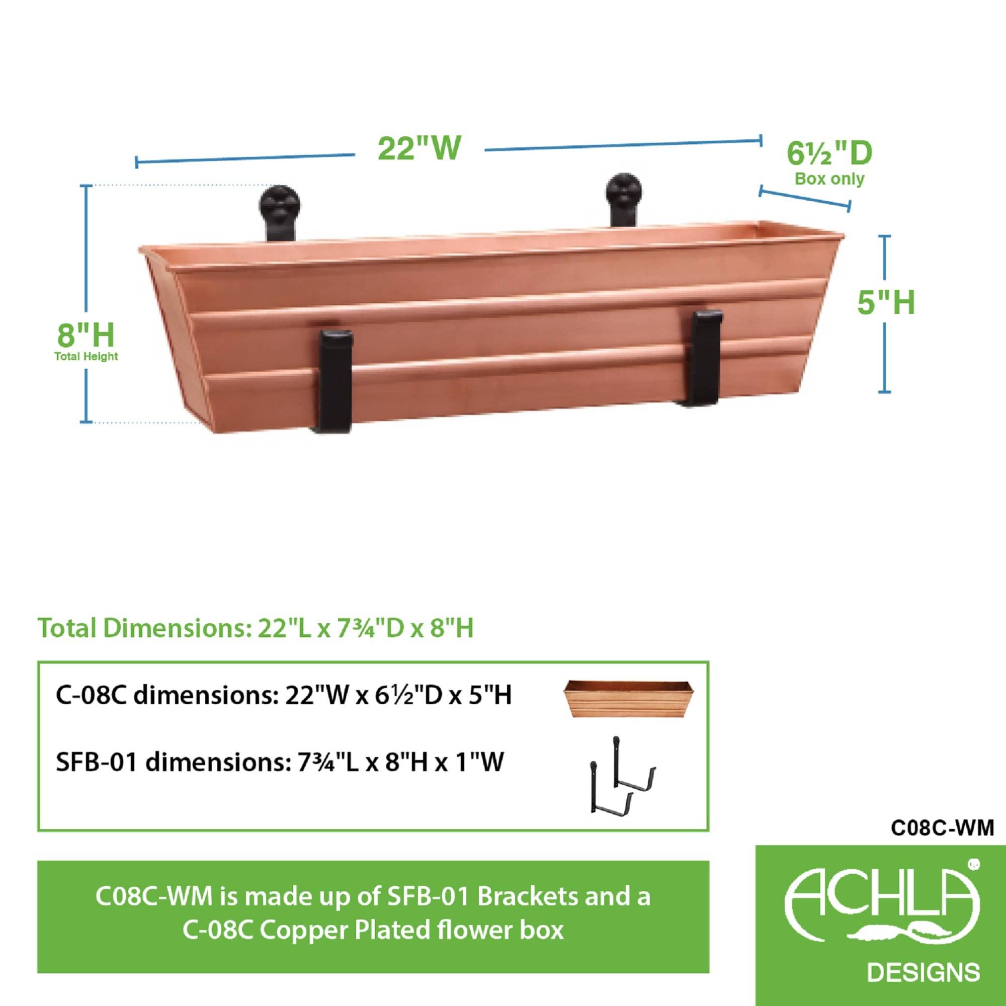 Flower Box with Wall Brackets, Copper - Small