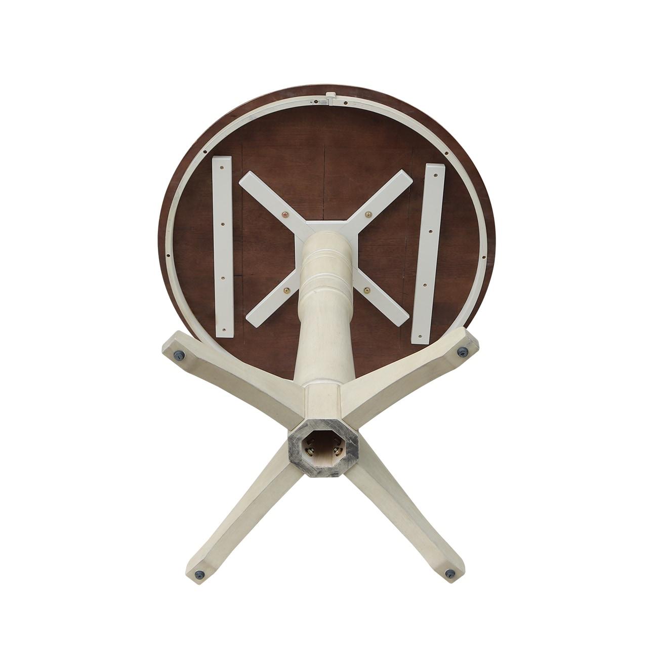 36" Round Pedestal Bar Height Table - Almond/Espresso