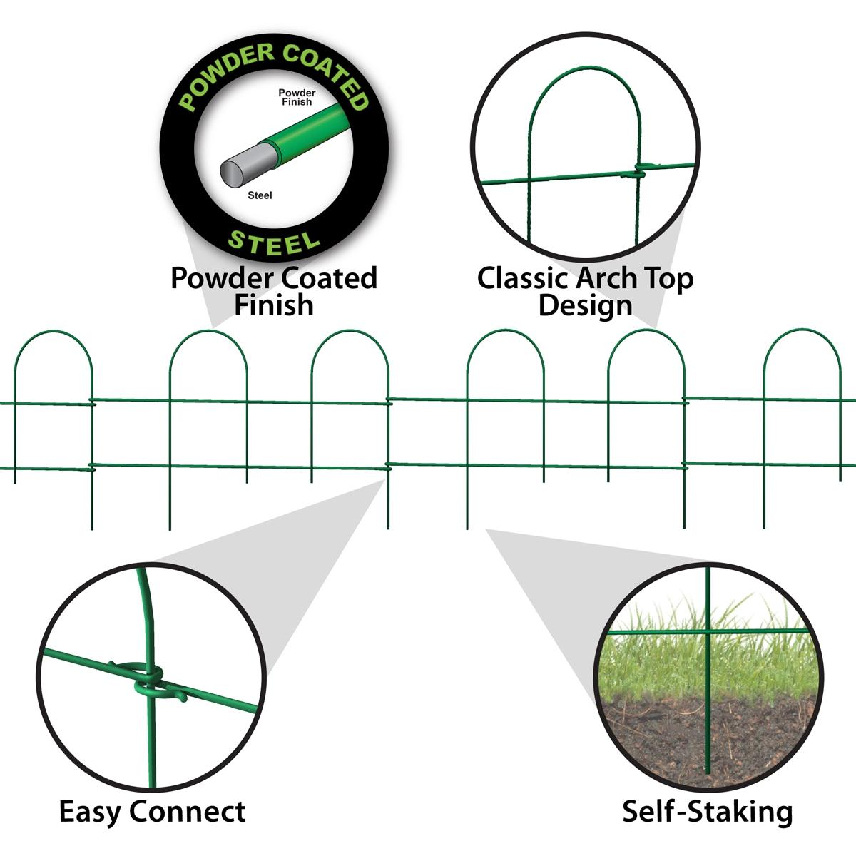 Origin Point Garden Craft Round Folding Border Fence, Green, 10'L x 10" H