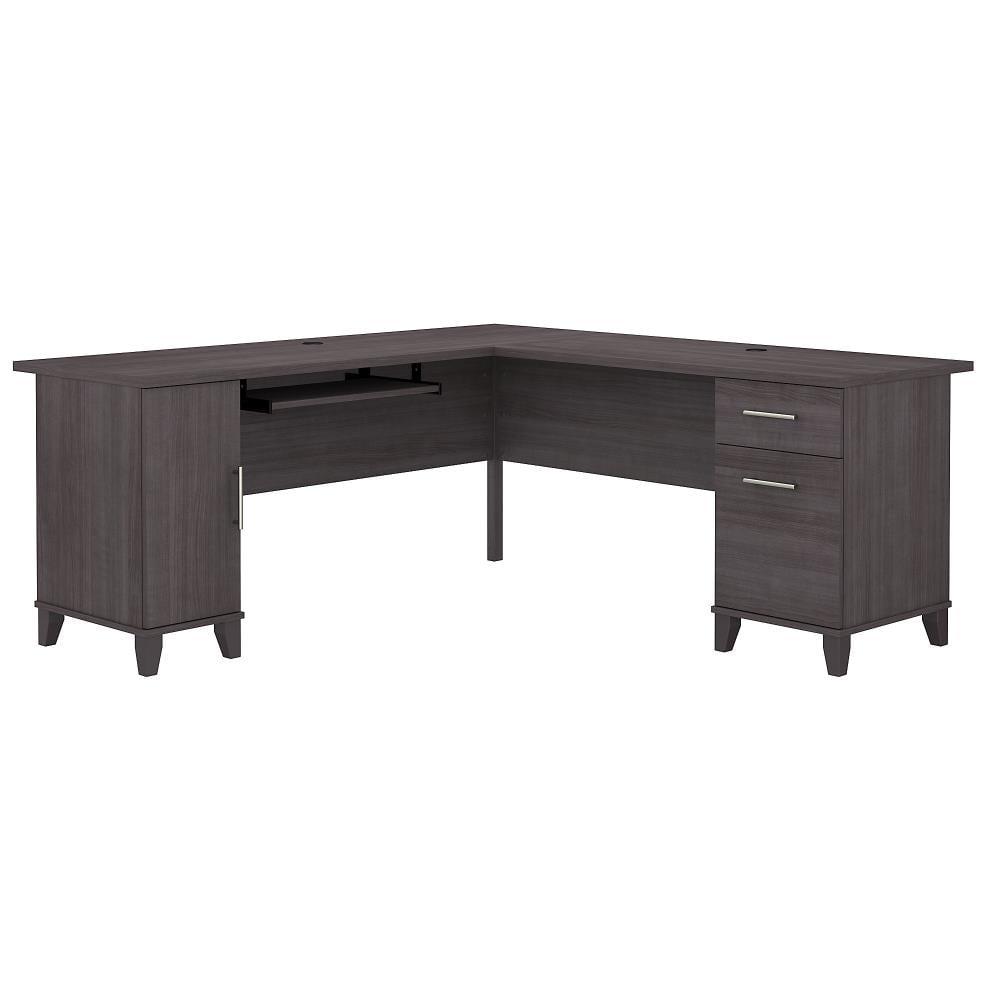 Bush Furniture Somerset 72" L Shaped Desk with Storage, Storm Gray