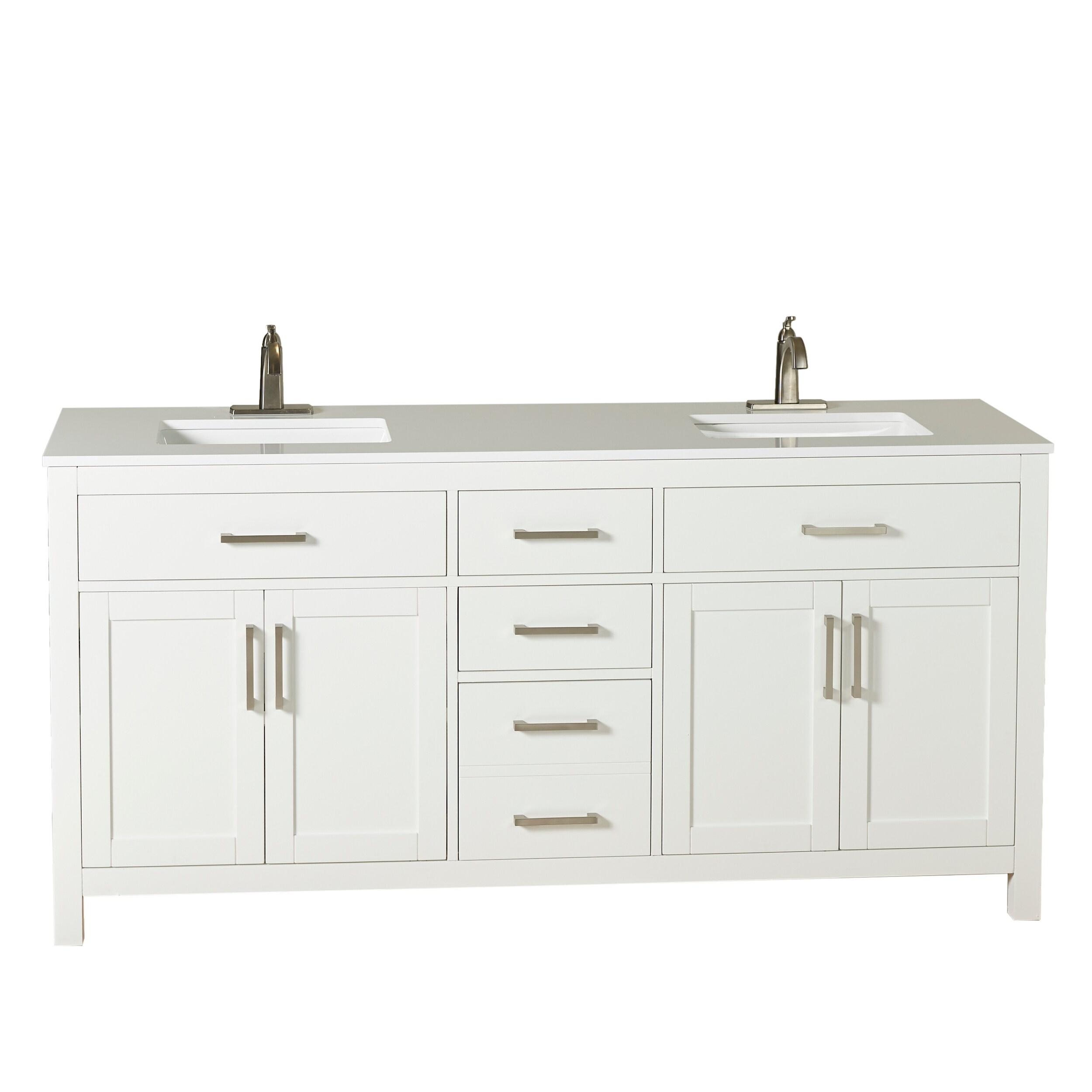 Beckett 72" Freestanding Double Bathroom Vanity with Cultured Marble Top
