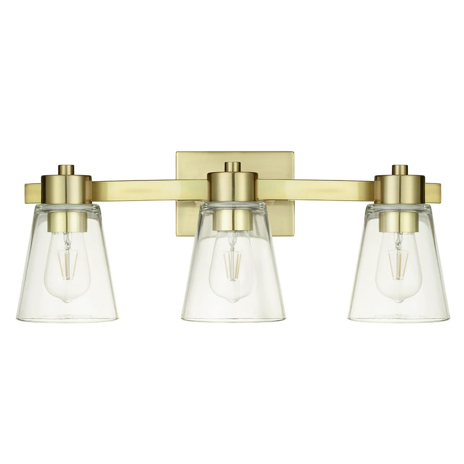 Prominence Home Fairendale 3-Light Soft Gold Bathroom Vanity Light with Clear Glass Shade