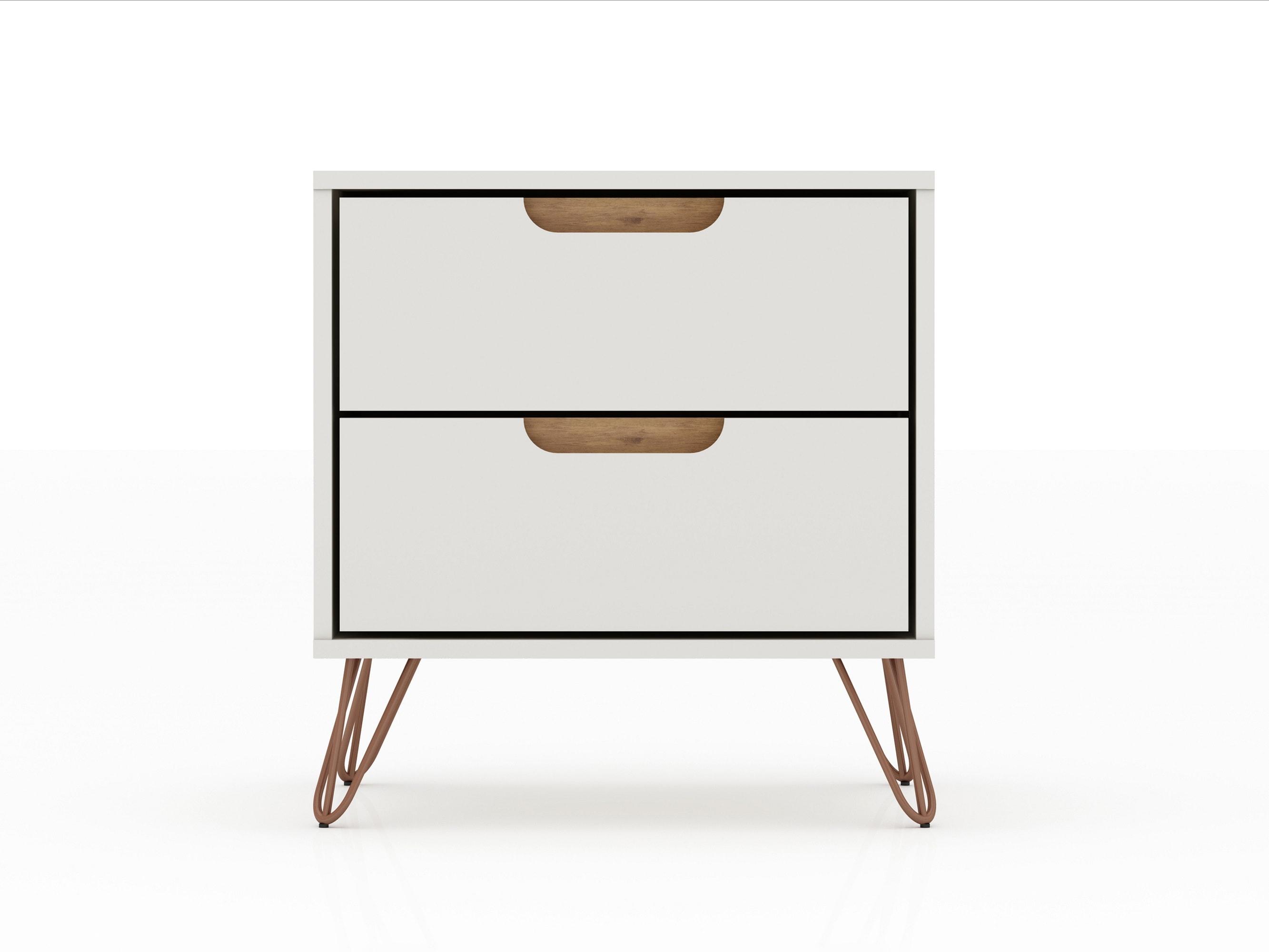 Set of 2 Rockefeller 2 Drawer Nightstands - Manhattan Comfort