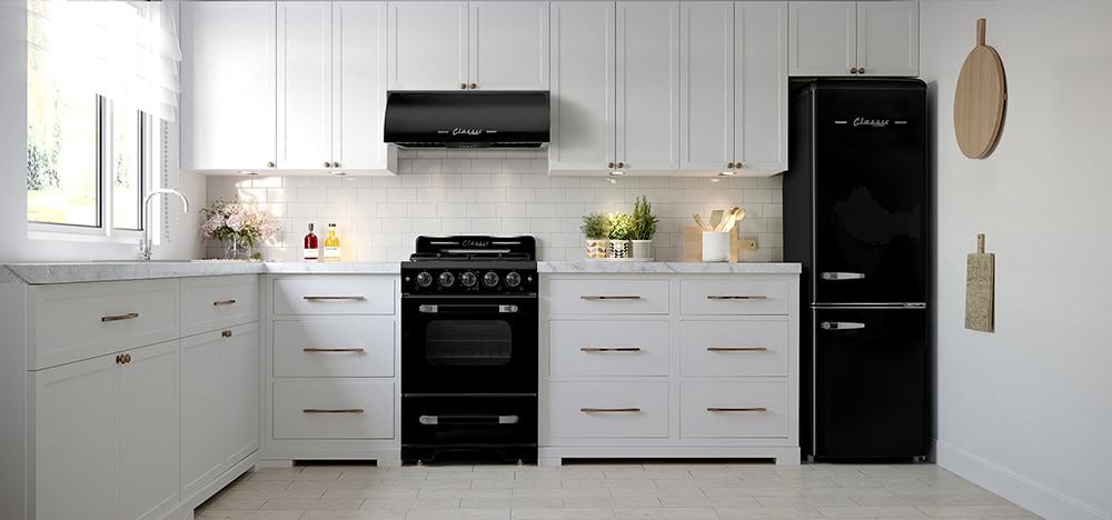 Classic Retro 24" 500 CFM Ducted Under Cabinet Range Hood with Stainless Steel Baffles and Light