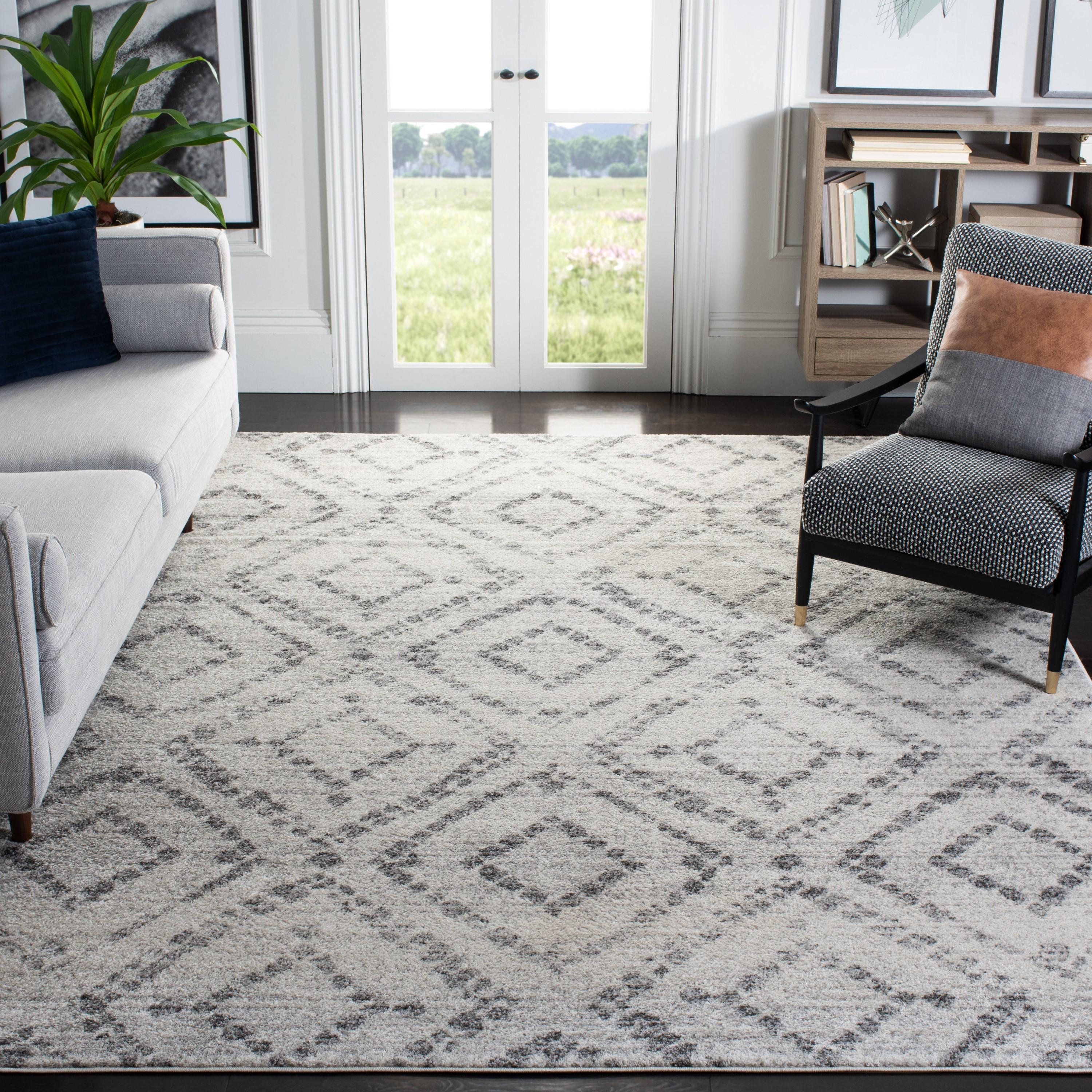 SAFAVIEH Adirondack Lecia Geometric Area Rug, Light Grey/Grey, 10' x 14'