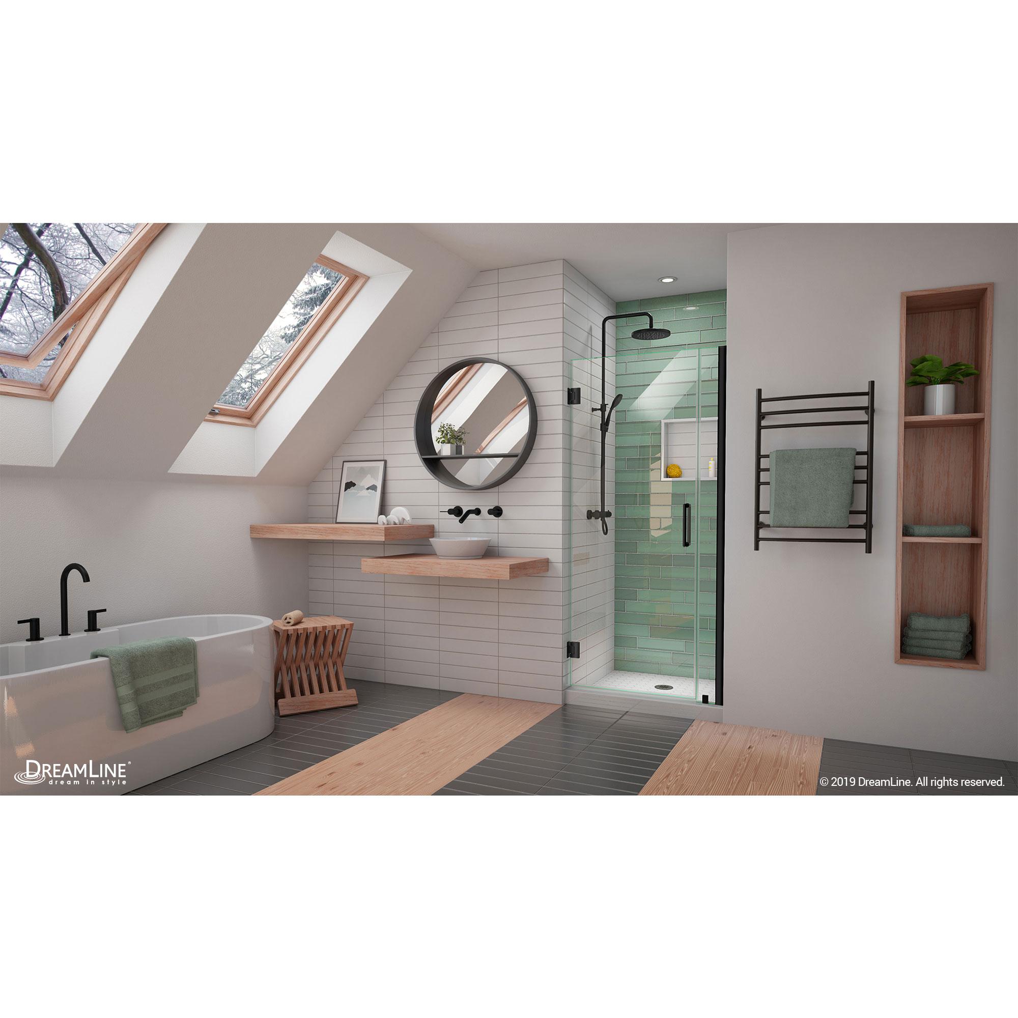 DreamLine Unidoor-LS 33-34 in. W x 72 in. H Frameless Hinged Shower Door in Satin Black