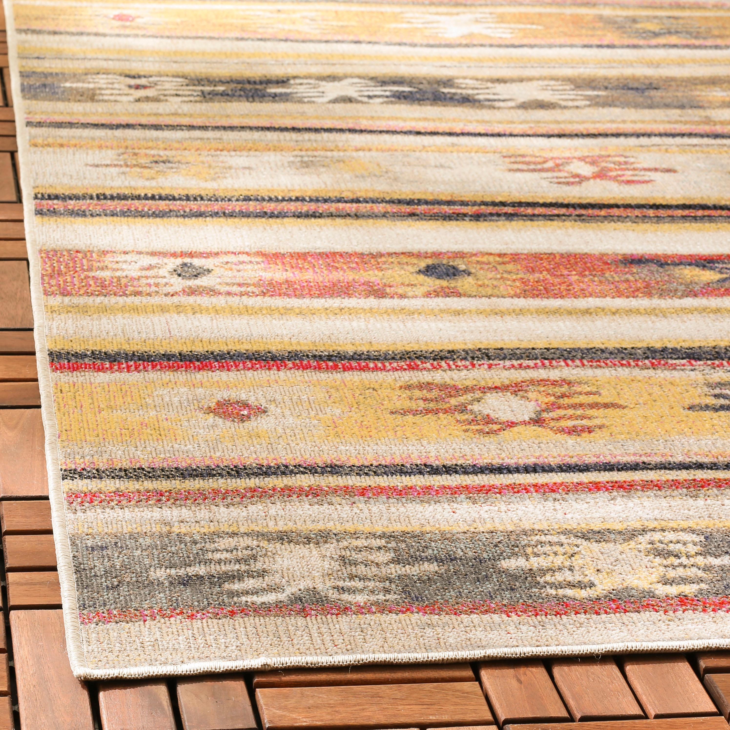 Montage MTG238 Power Loomed Indoor/Outdoor Accent Rug - Taupe/Multi - 3'x5' - Safavieh