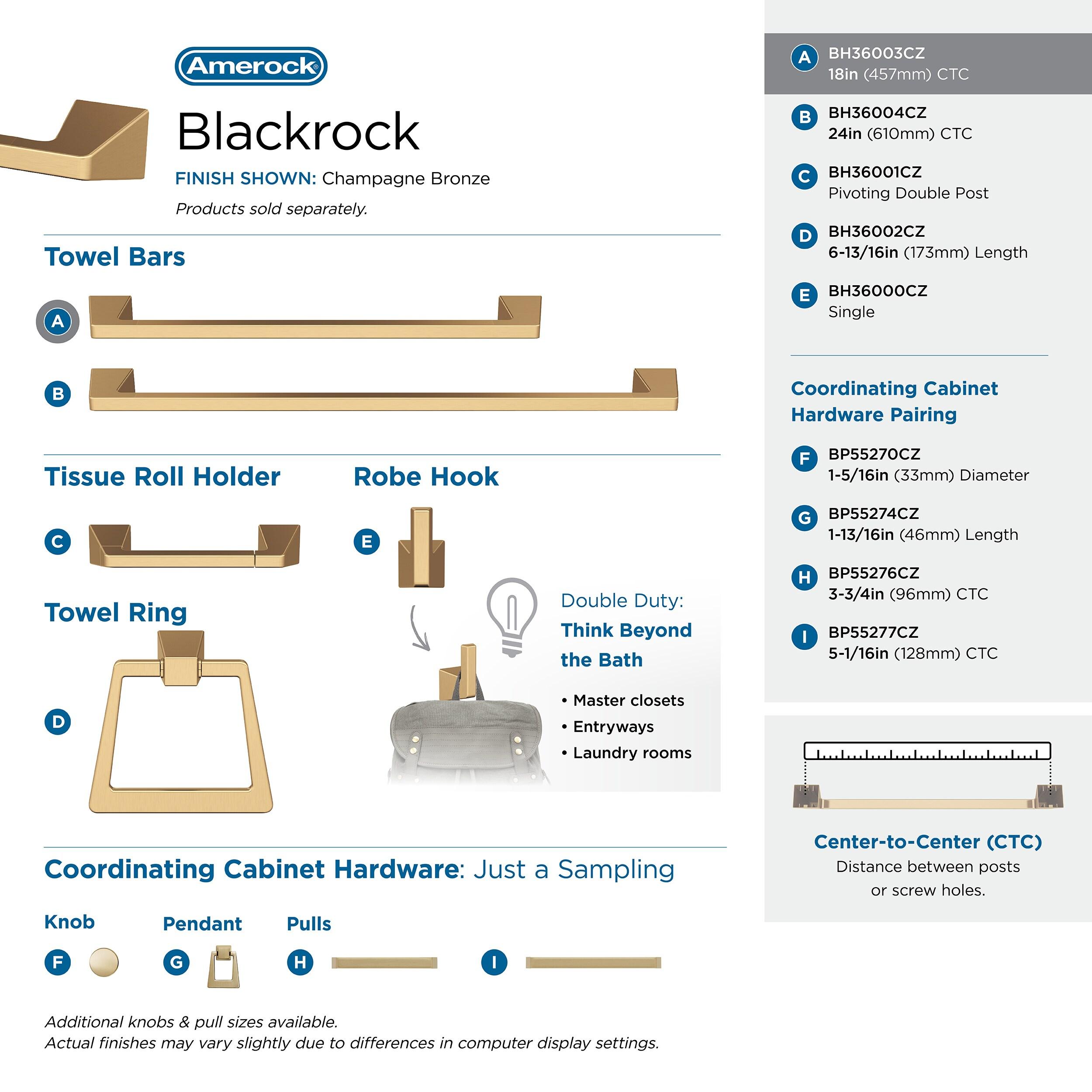 Amerock Blackrock Champagne Bronze 18 inch (457mm) Towel Bar