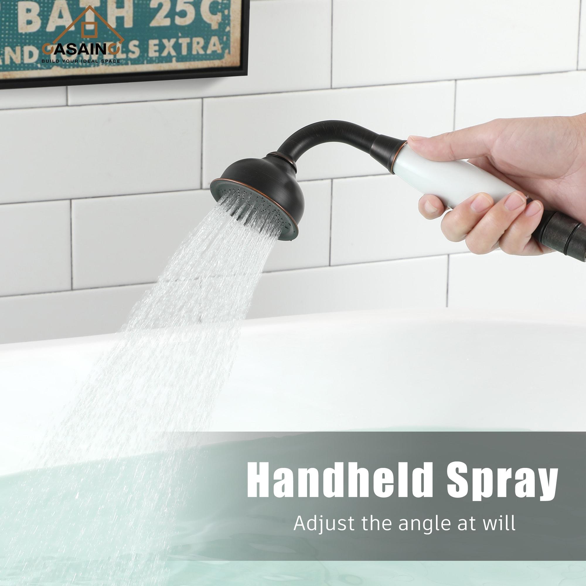 CASAINC Freestanding 2 Handles High Flow Bathtub Faucet with Hand Shower