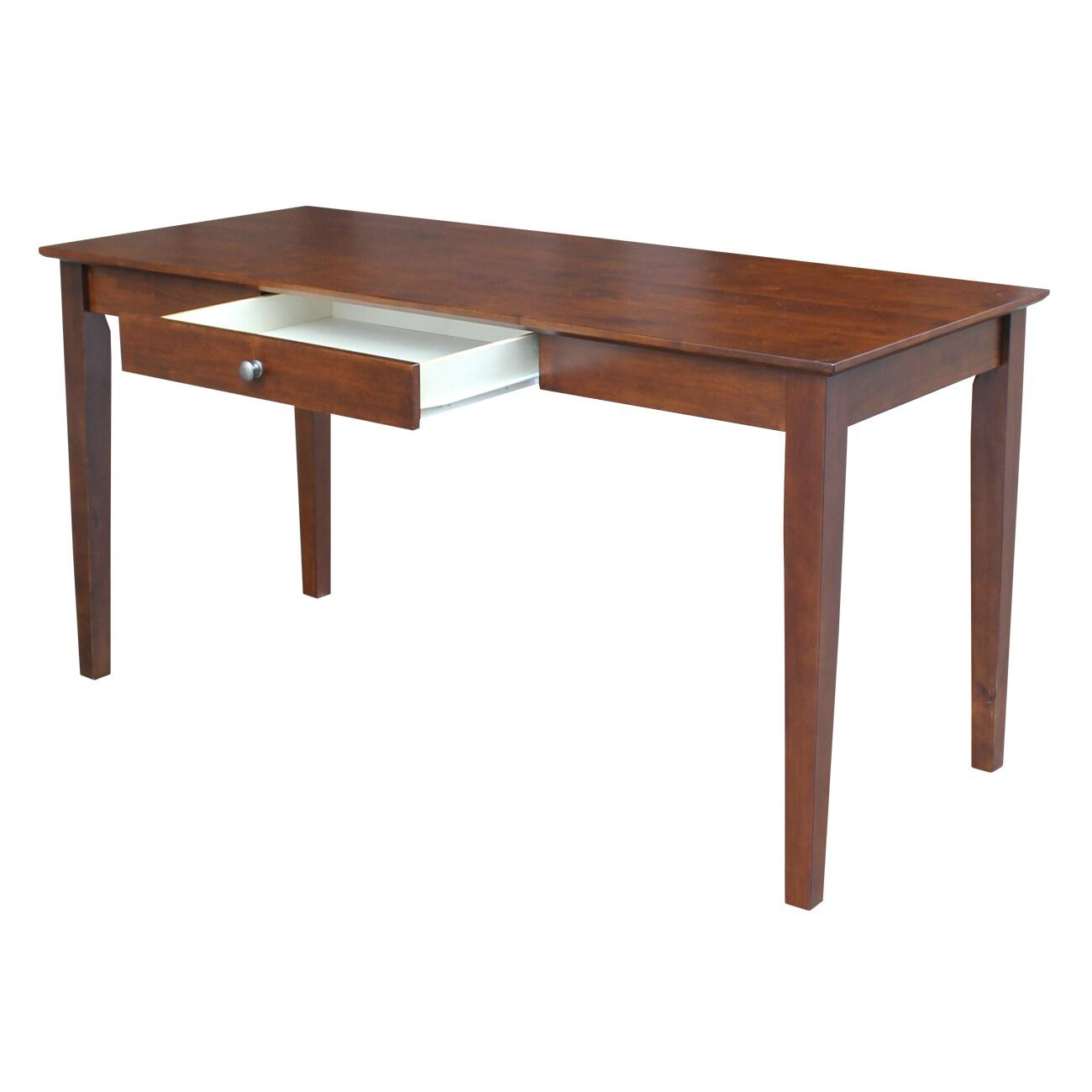 International Concepts 60" Writing Desk Espresso: Mid-Century Modern, Hardwood Frame, Spot Clean, Drawer Storage