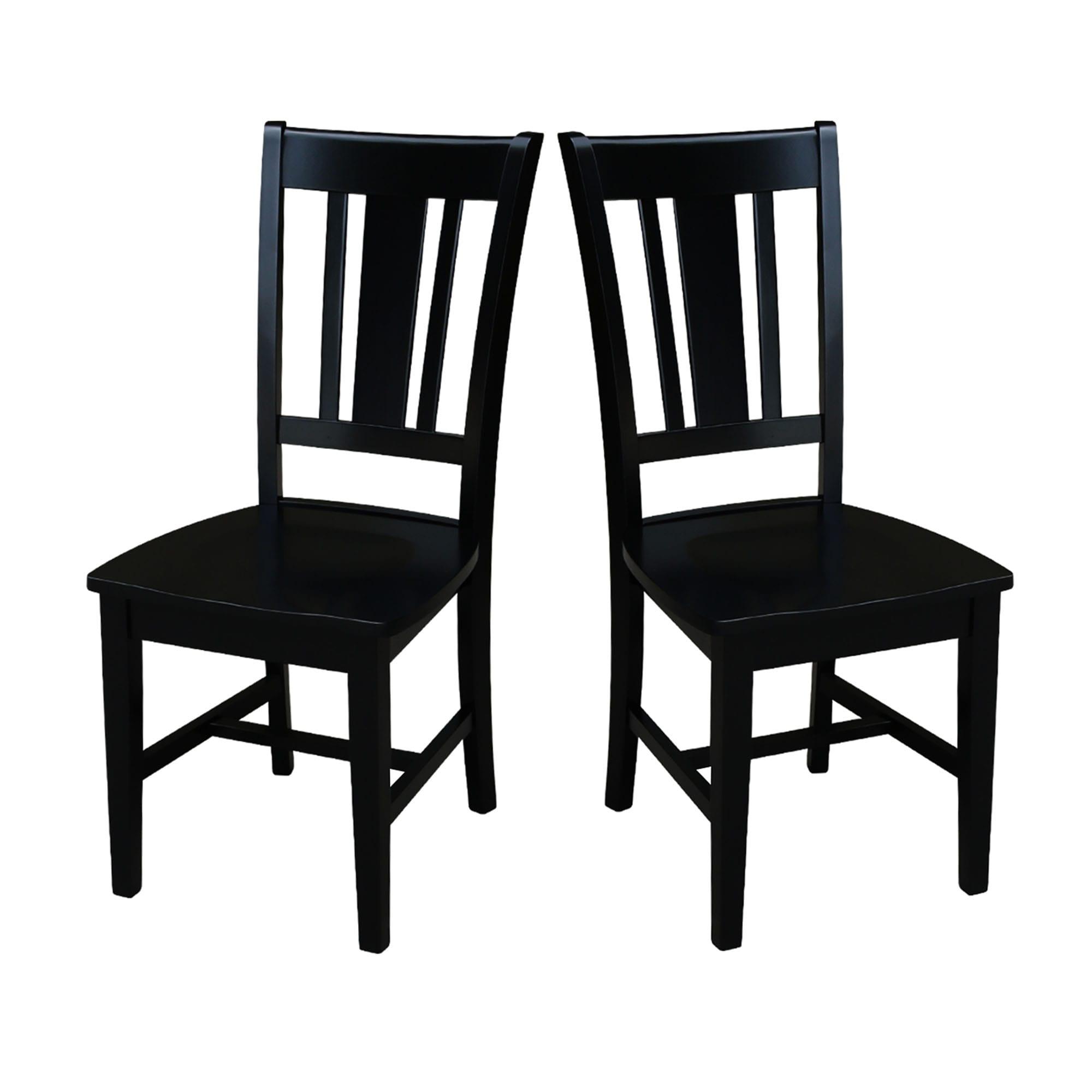 International Concepts Set of 2 San Remo Splatback Chairs Jet Black: Rubberwood Frame, Armless Design