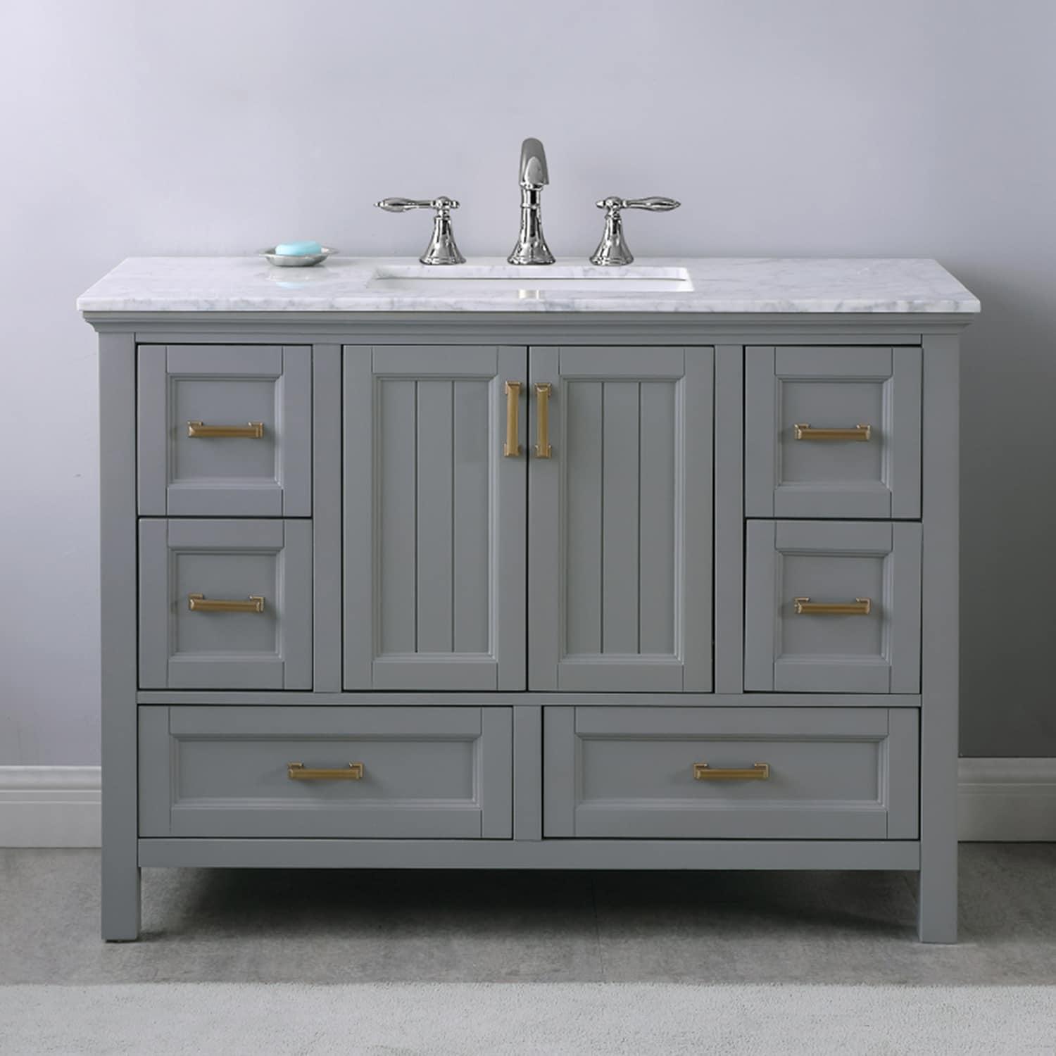 Isla 48" Marble Countertop Single Vanity w/o Mirror Gray