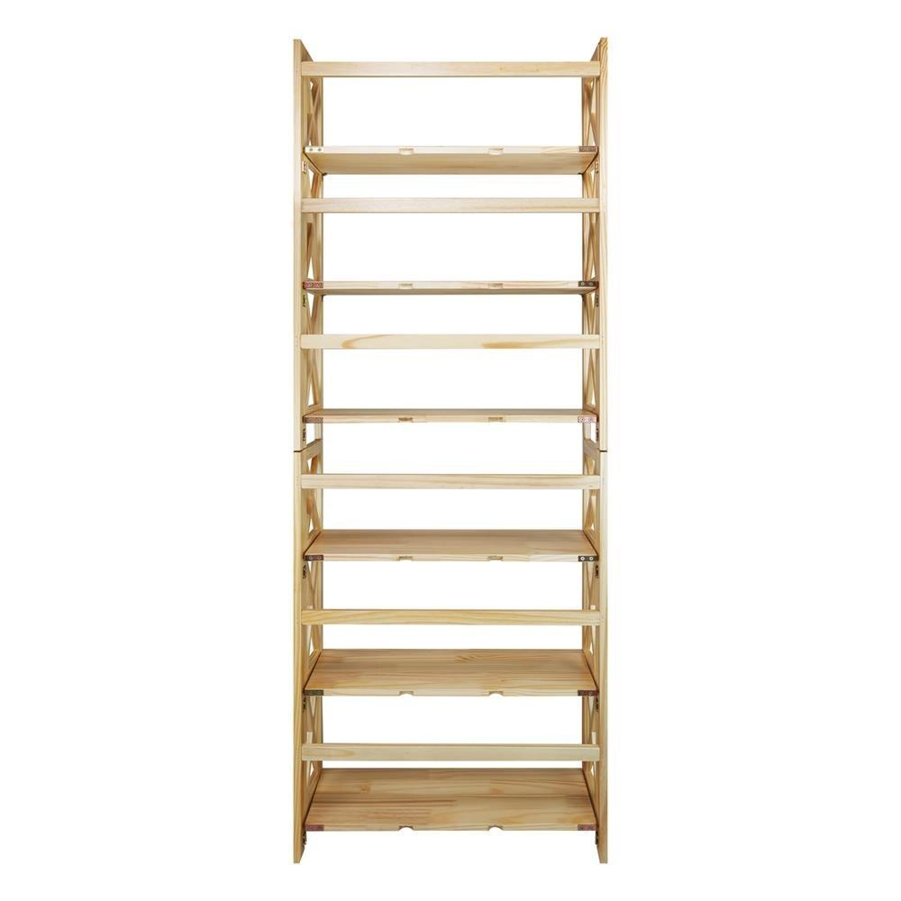 Natural Wood Montego 3-Shelf Stackable Bookcase with Doors