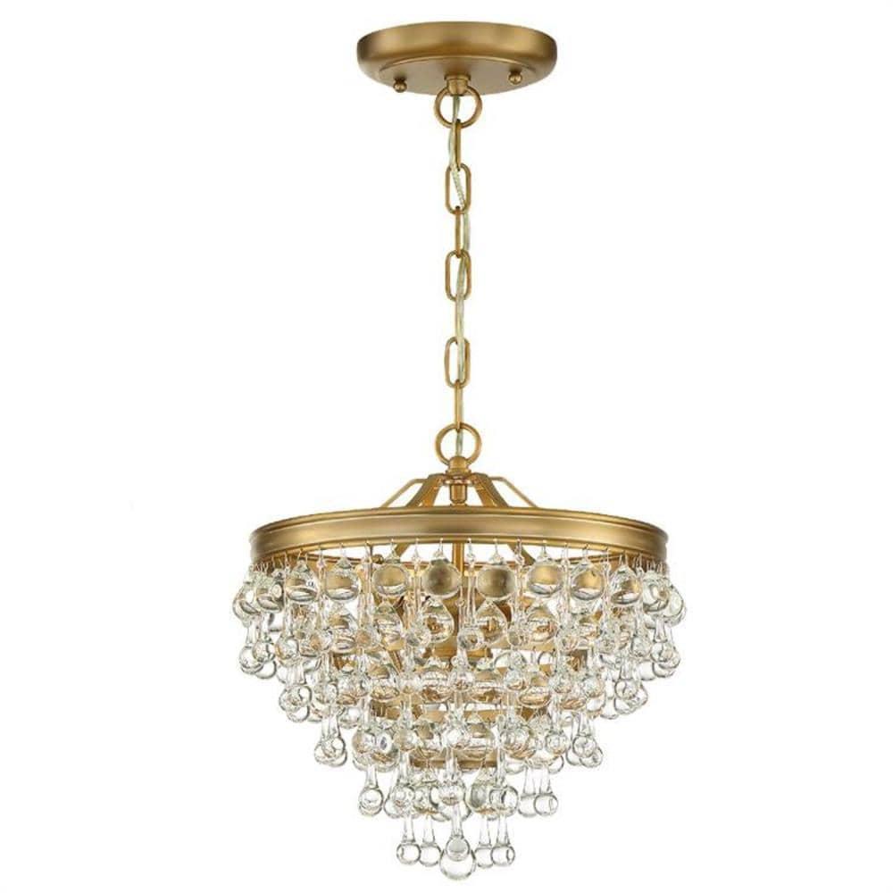 Vibrant Gold Mini Chandelier with Crystal Accents