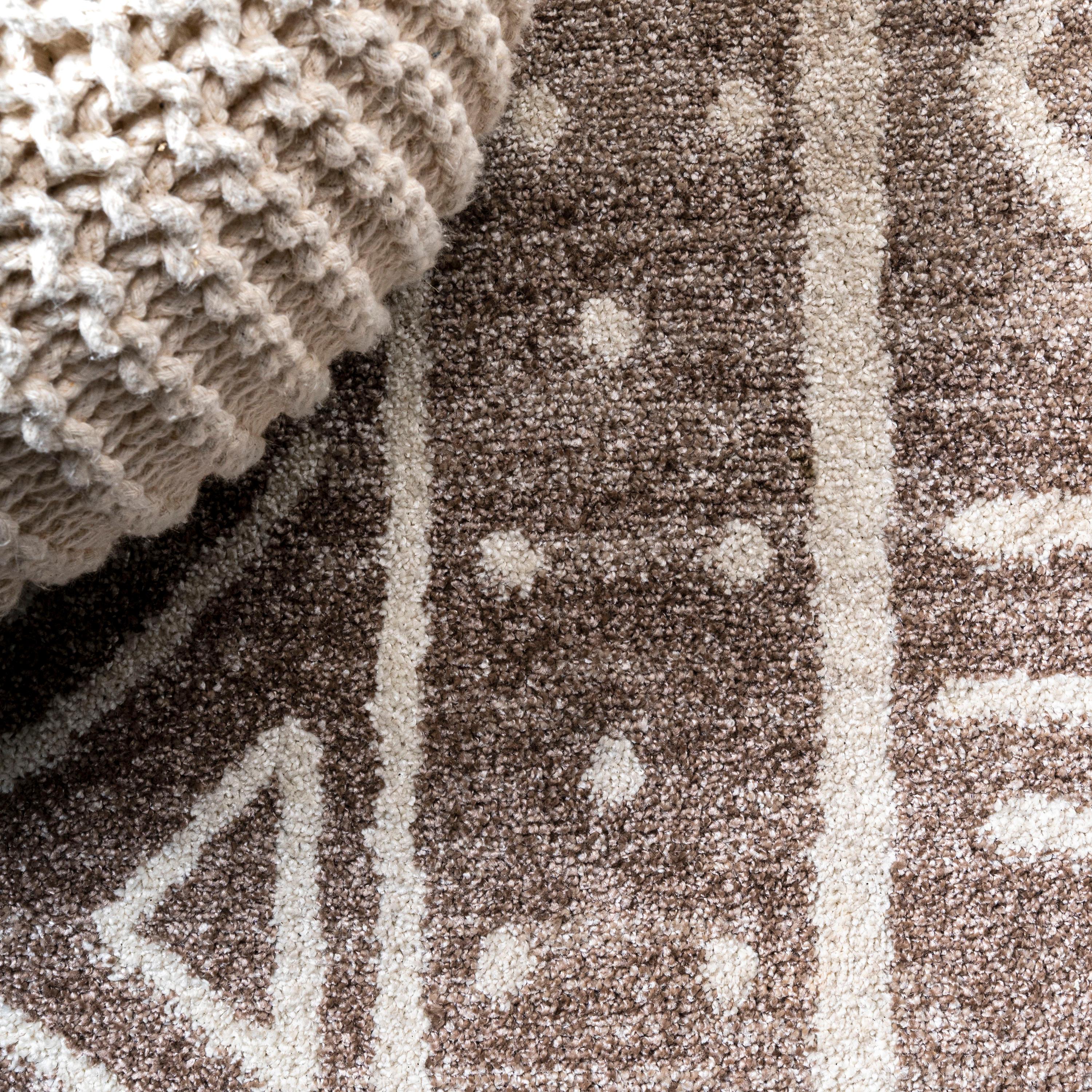 2'x 8' Amanar Geometric Runner Rug, Brown/Ivory - JONATHAN Y