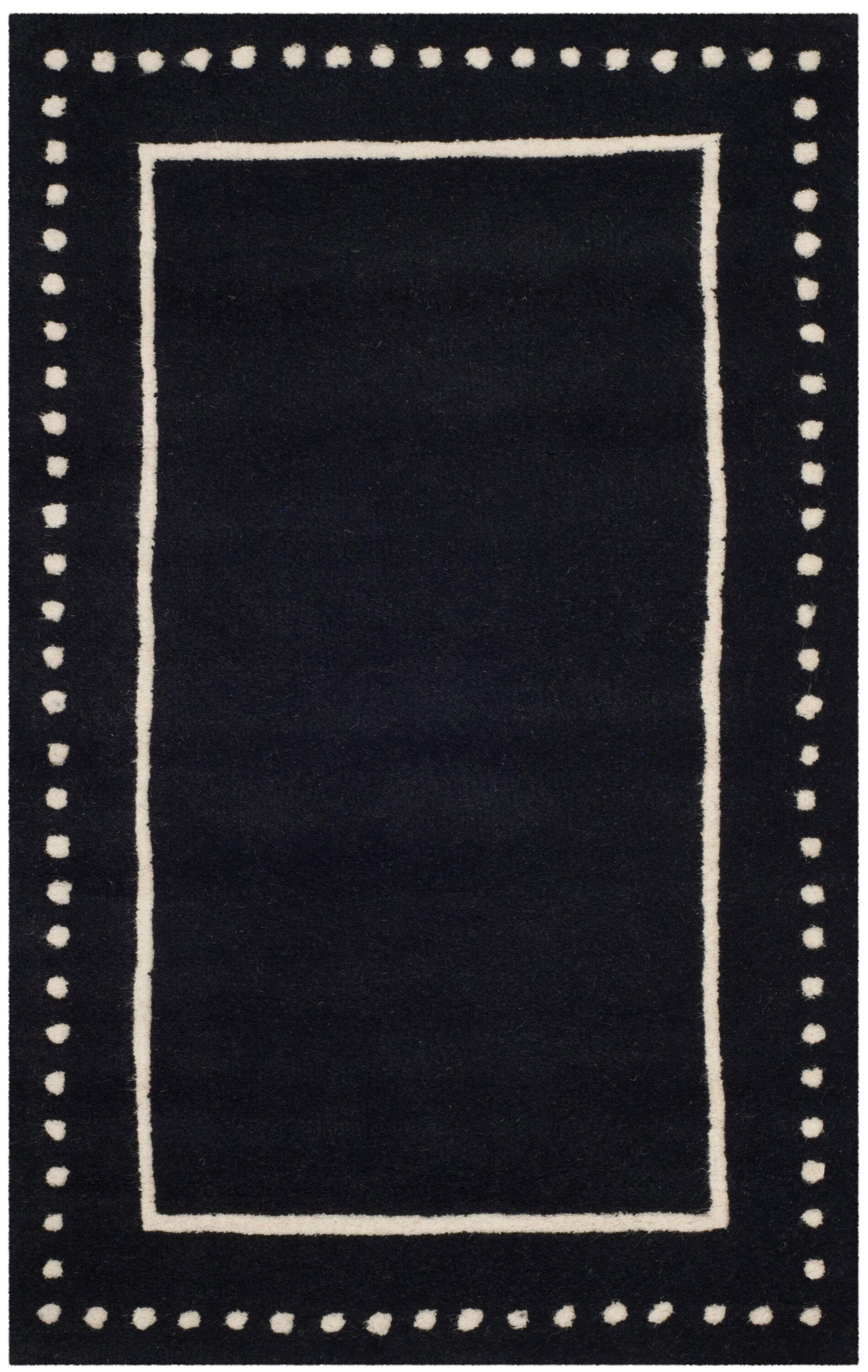 Bella BEL151 Hand Tufted Accent Rug - Black/Ivory - 2'6"x4' - Safavieh.