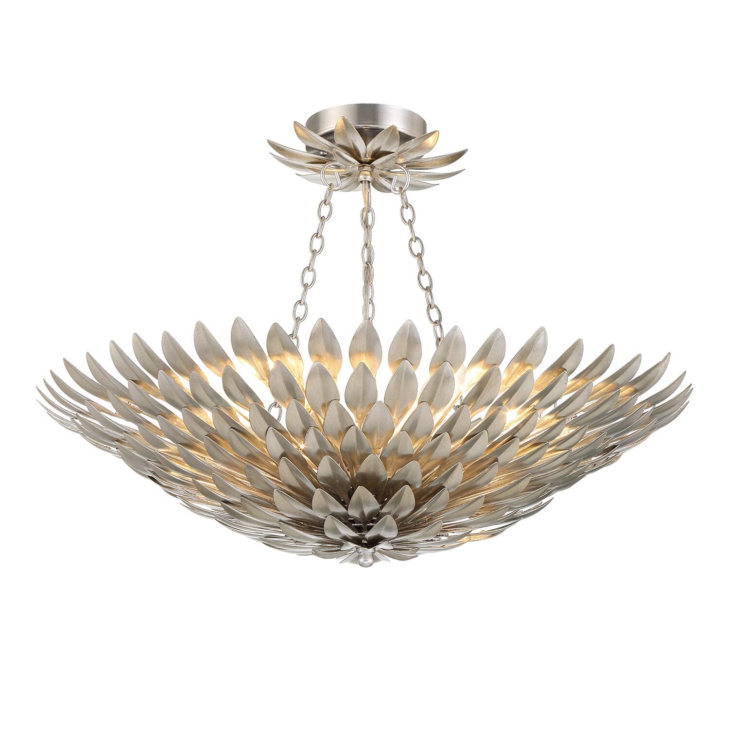 Crystorama Broche 6 Light Antique Silver Ceiling Mount 24.5'' W x 11'' H 7 to 12 Inches