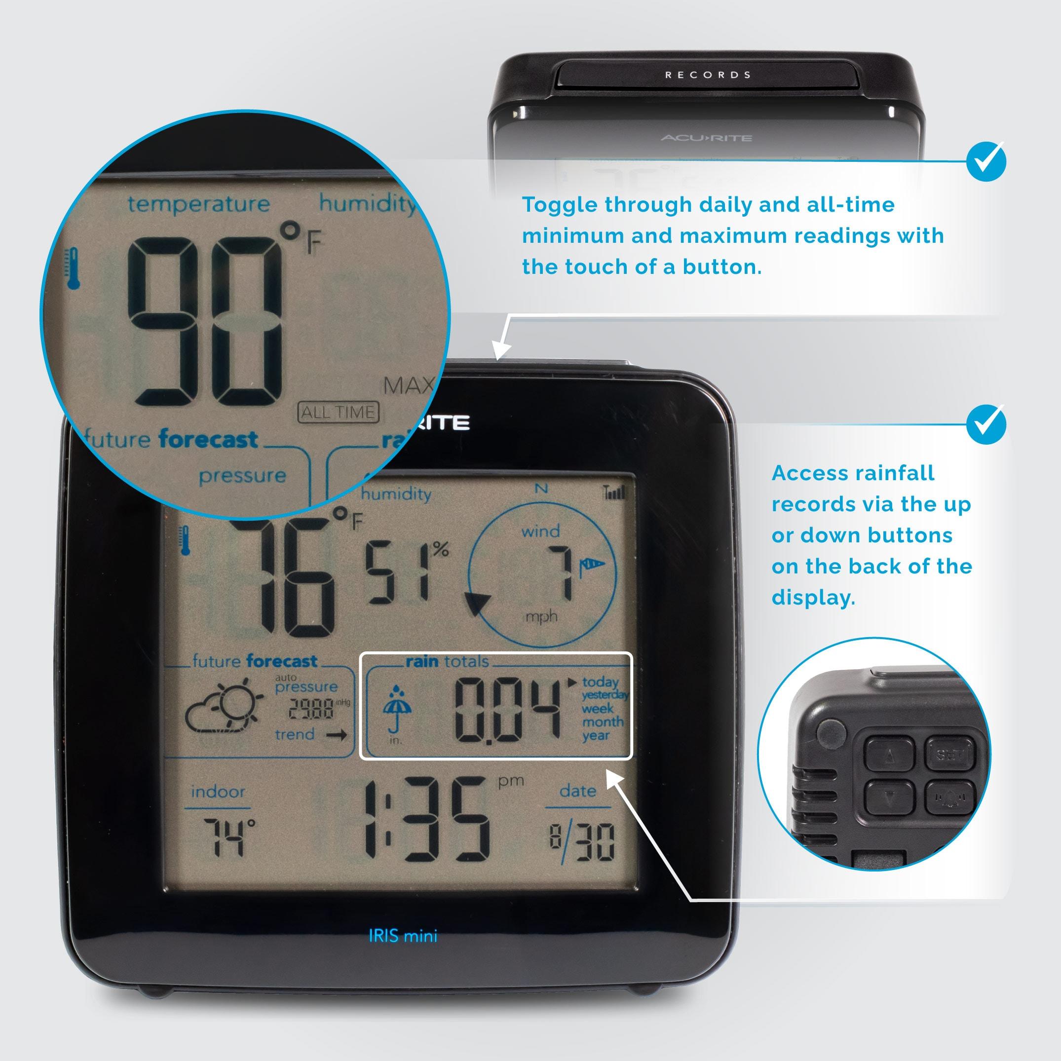 AcuRite Iris Pro Weather Station with Battery-Powered Display: Indoor Outdoor Thermometer & Humidity Monitor