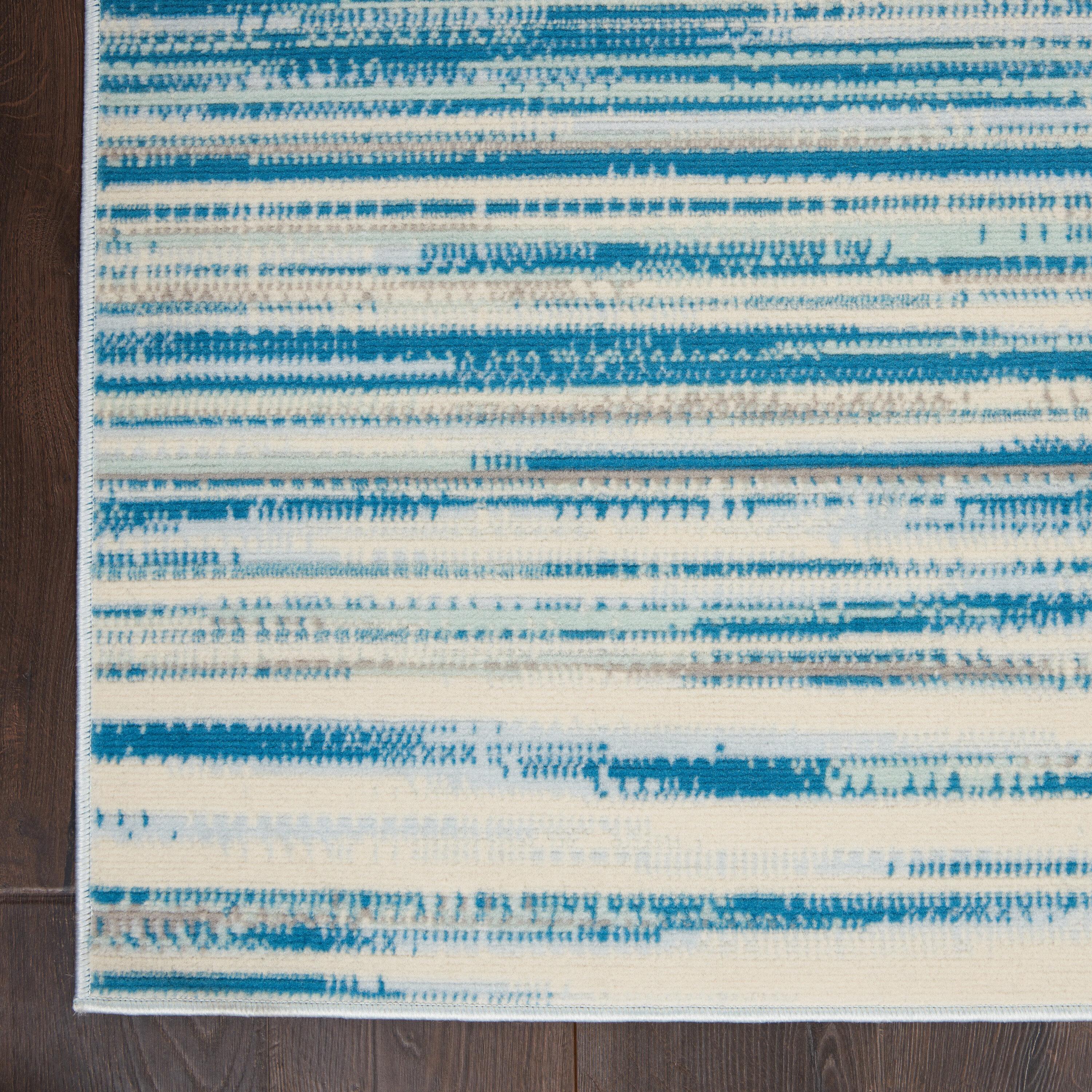 Nourison Jubilant 6' x 9' Blue Indoor Area Rug Coastal Contemporary Striped by Nourison
