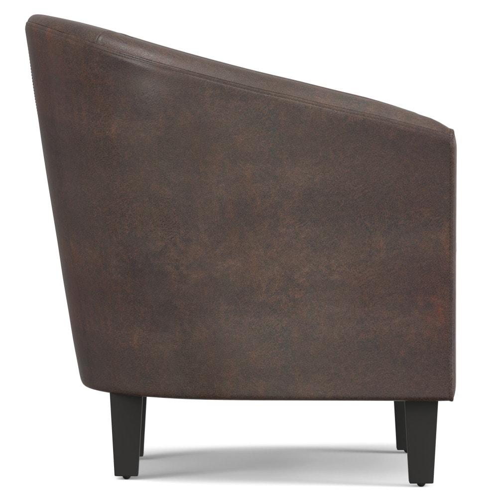 Simpli Home Austin 30"W Upholstered Vegan Faux Leather Contemporary Tub Accent Chair with High Arms and Deep Seat