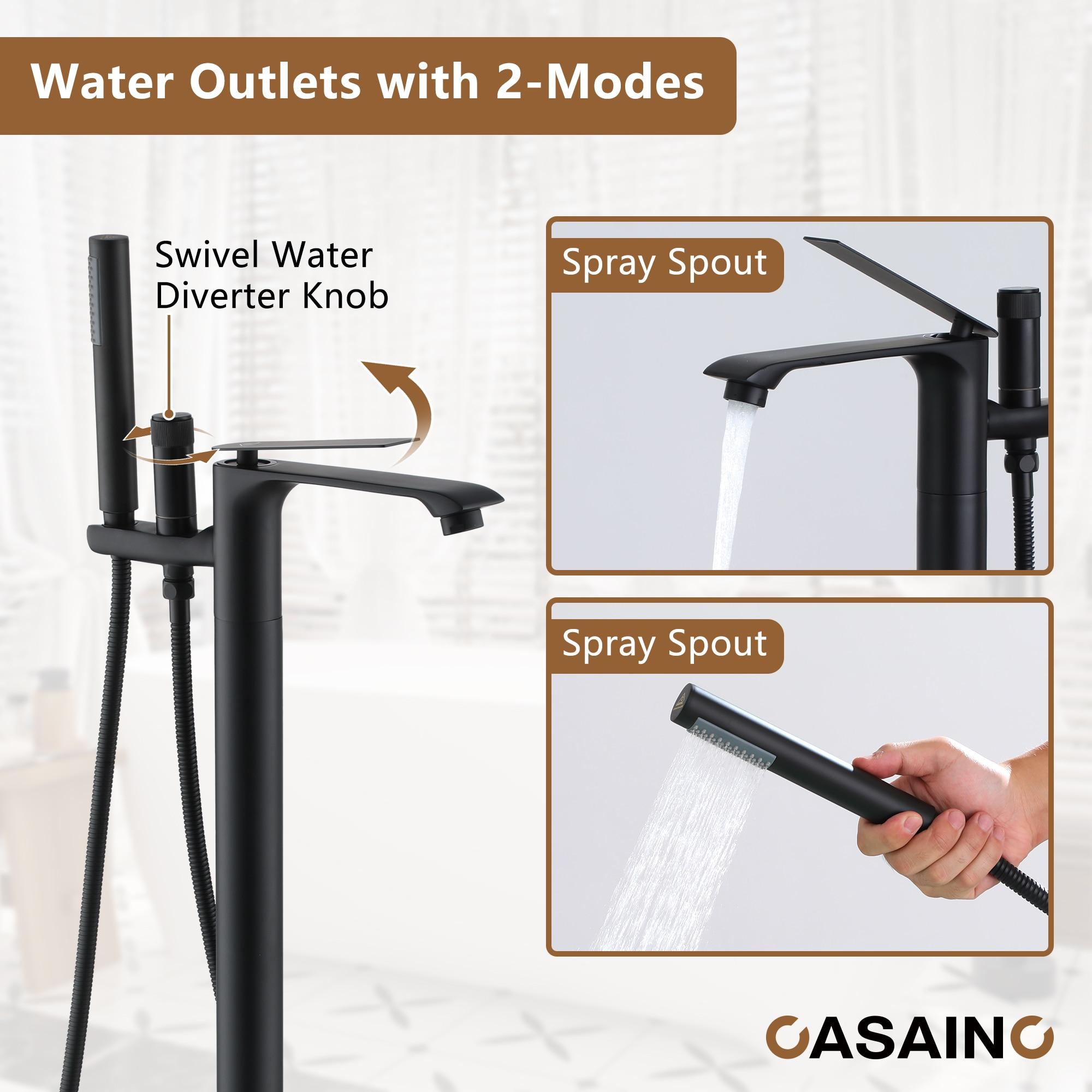 Single Handle Free Standing Bathtub Faucet with Diverter and Handshower