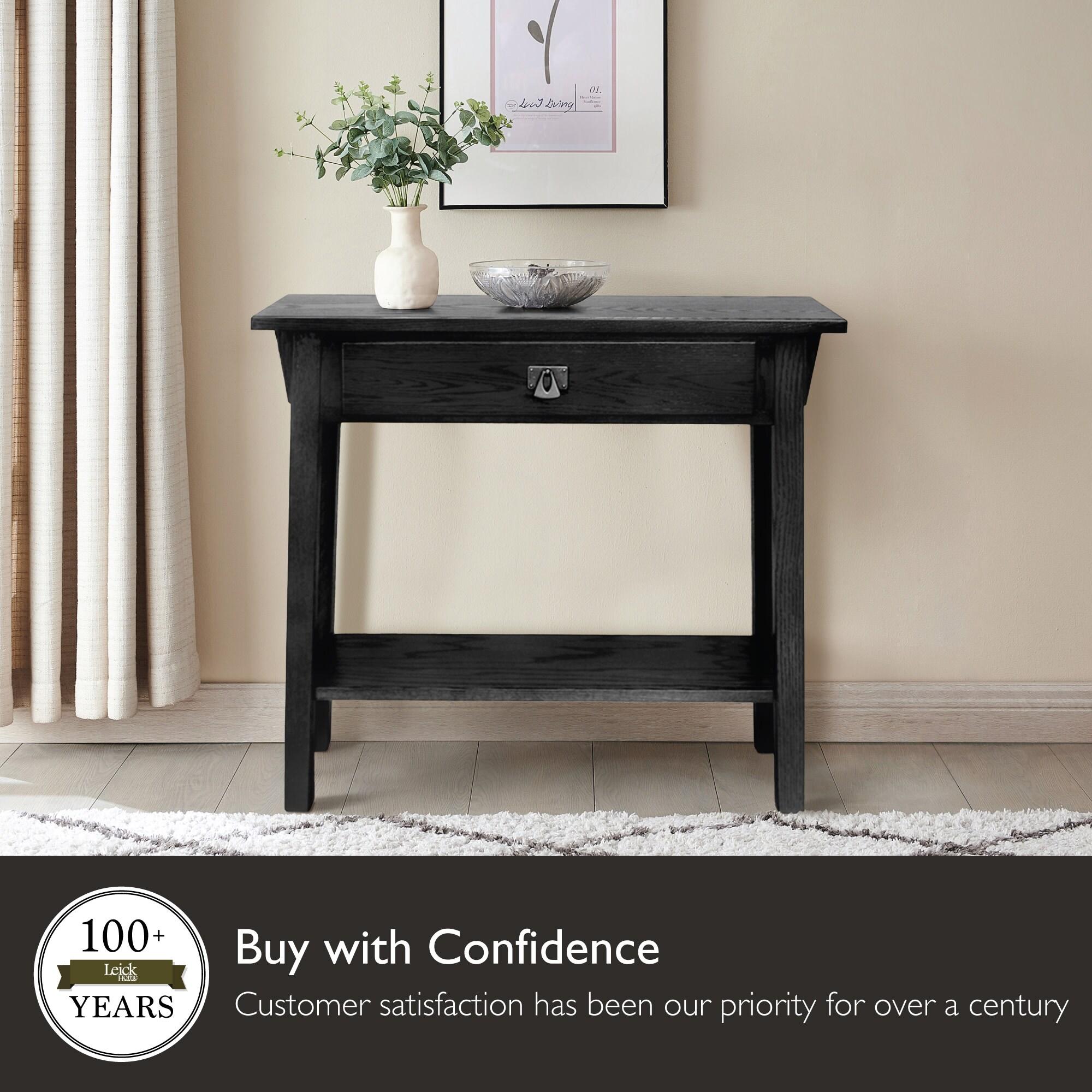Favorite Finds Mission Hall Stand Slate Finish - Leick Home: Compact Wood Entryway Table with Drawer, CARB Certified