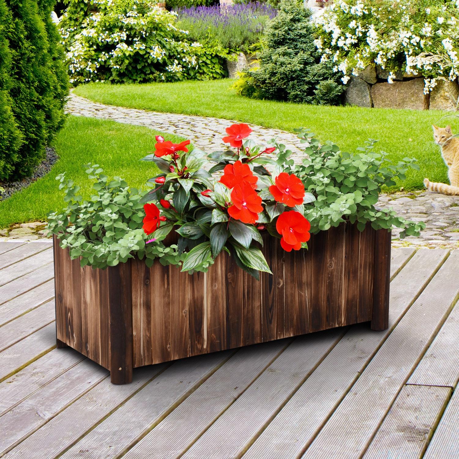 Large Brown Wooden Raised Garden Bed Planter Box