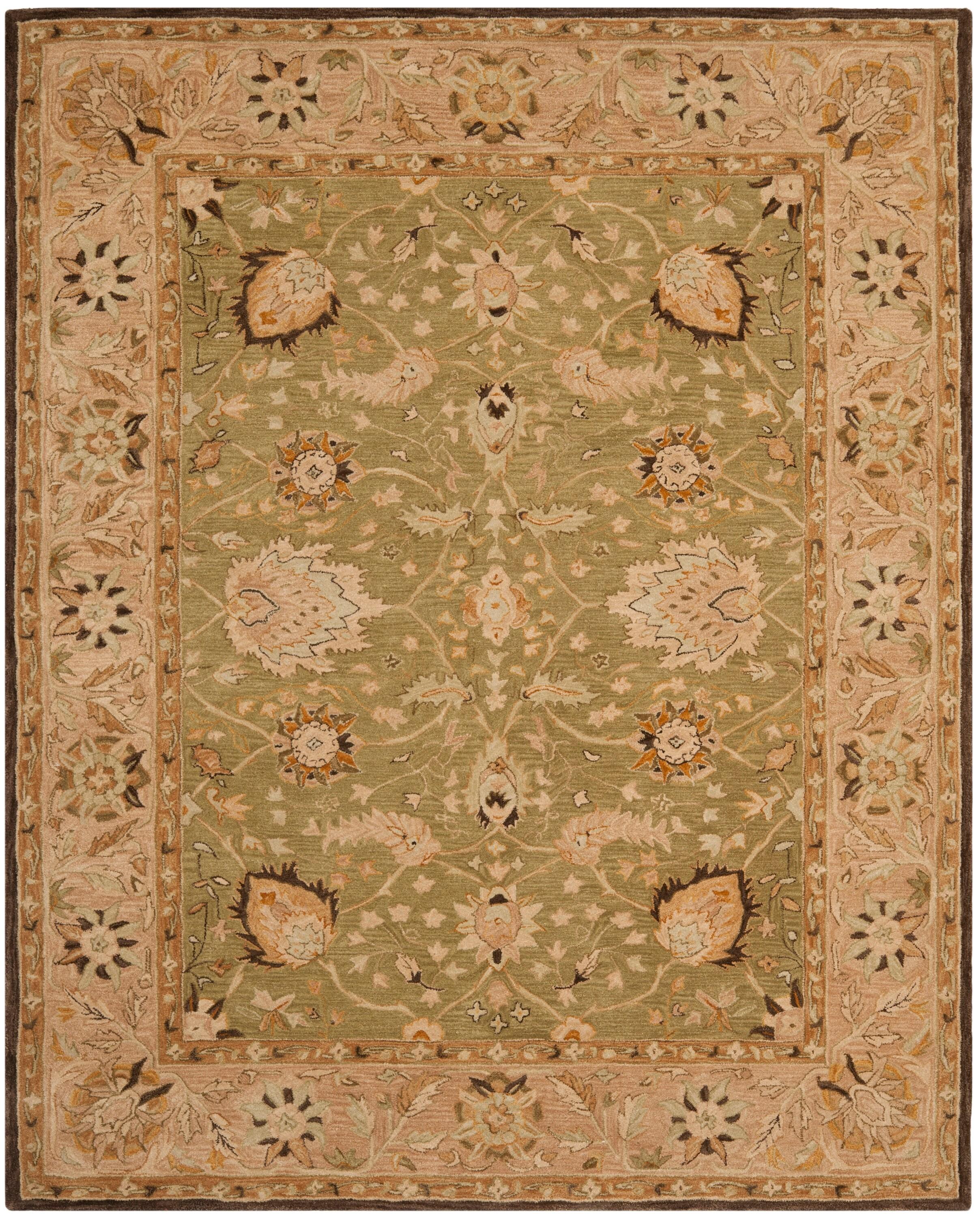 SAFAVIEH Anatolia Venice Traditional Wool Area Rug, Sage/Beige, 9' x 12'