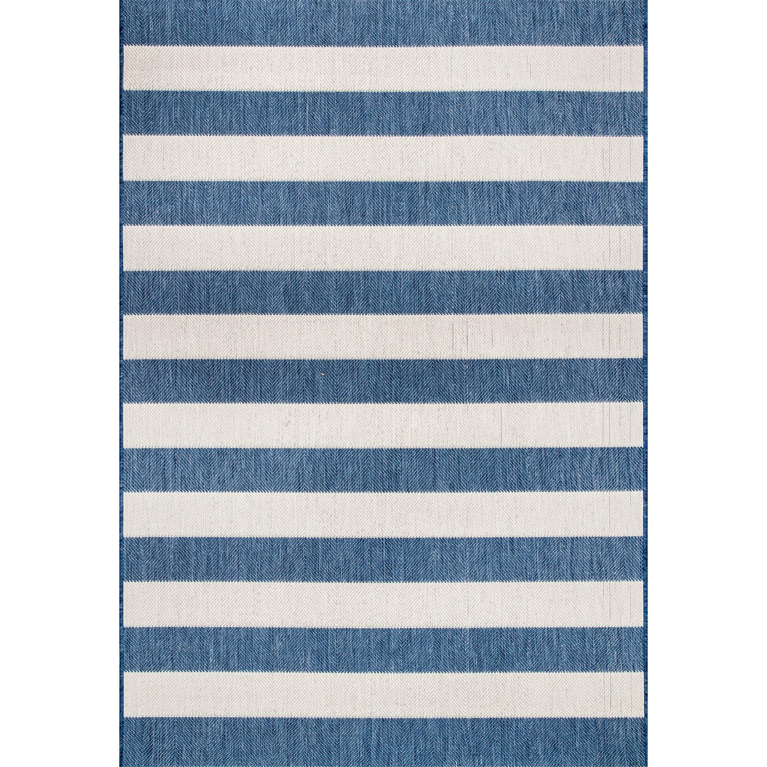 Nuloom Alexis Striped 5x8 Indoor/Outdoor Area Rug for Living Room Patio Deck Front Porch Kitchen, Blue/Ivory