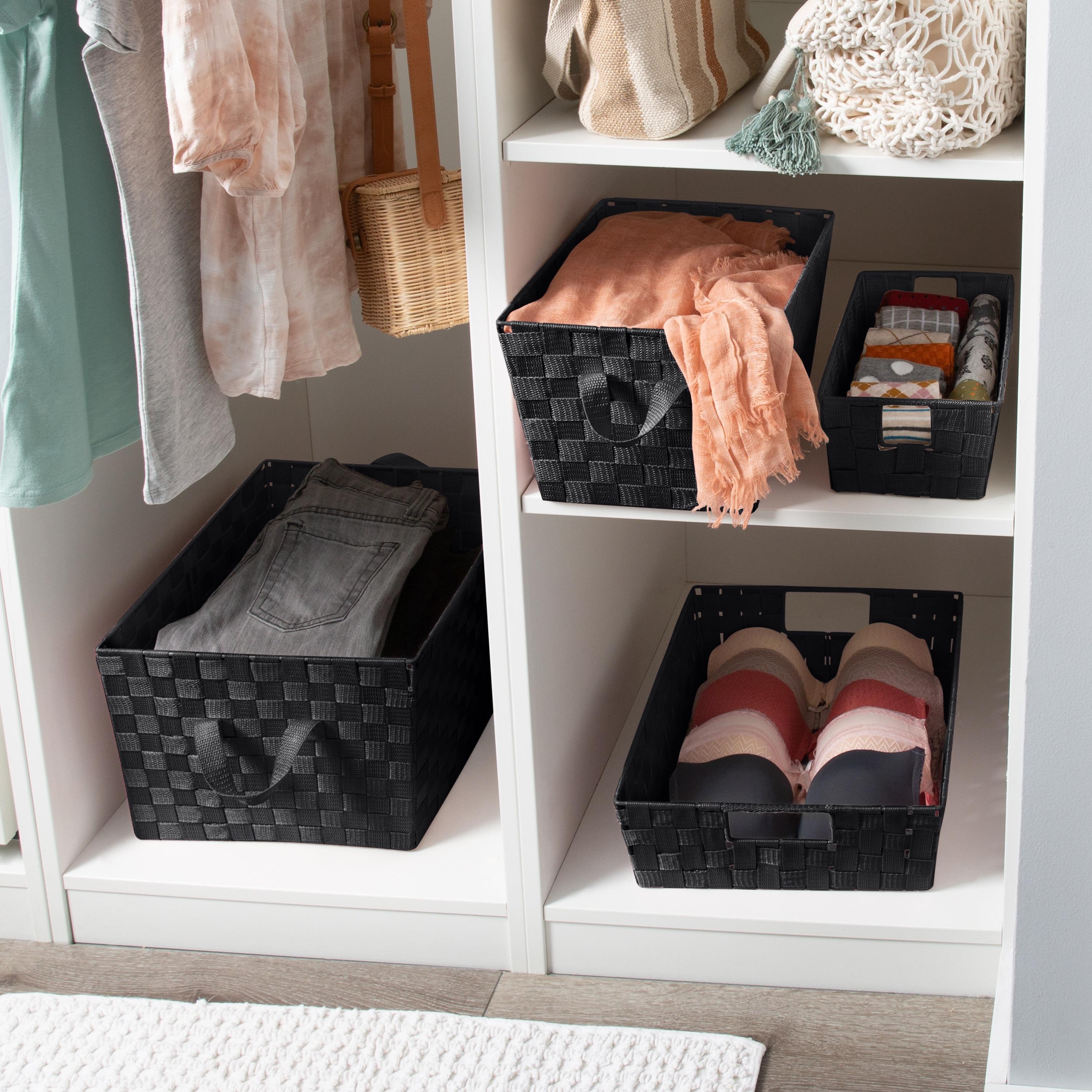 Simplify Large Woven Fabric Storage Basket in Black