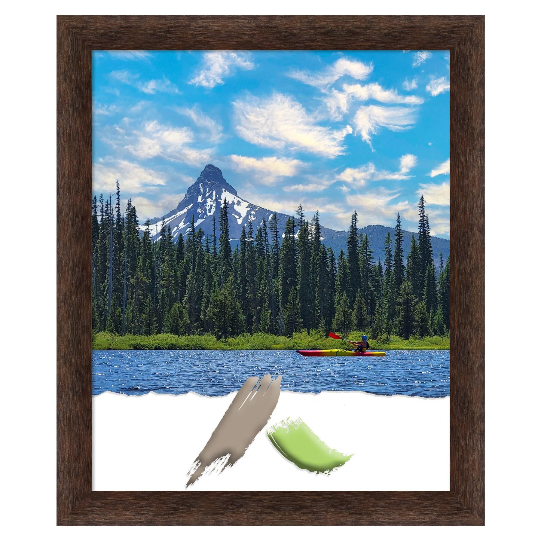 18"x22" Opening Size Narrow Wood Picture Frame Art Warm Walnut - Amanti Art: Modern Style, Acrylic Glazing, Wall Mount