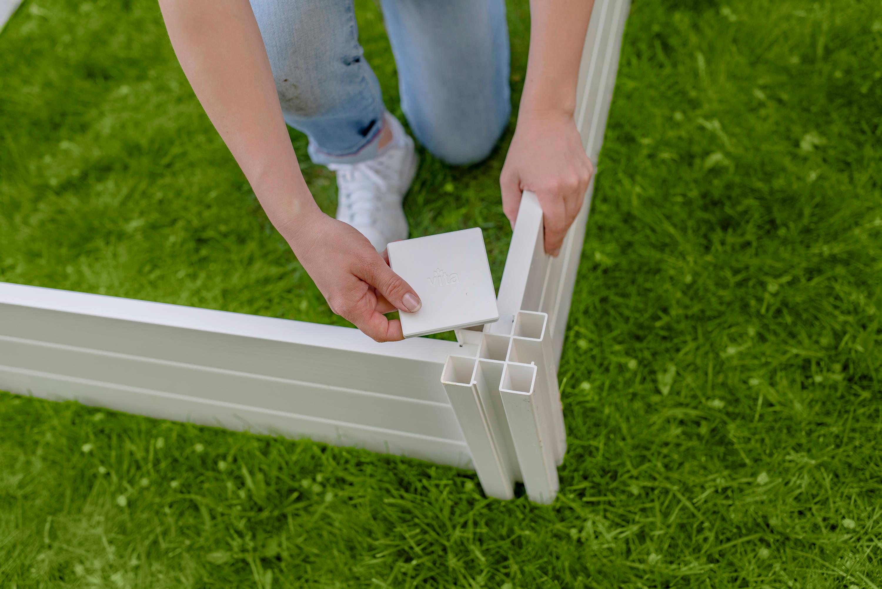 Classic White Vinyl 48" x 48" Raised Garden Bed with Grid