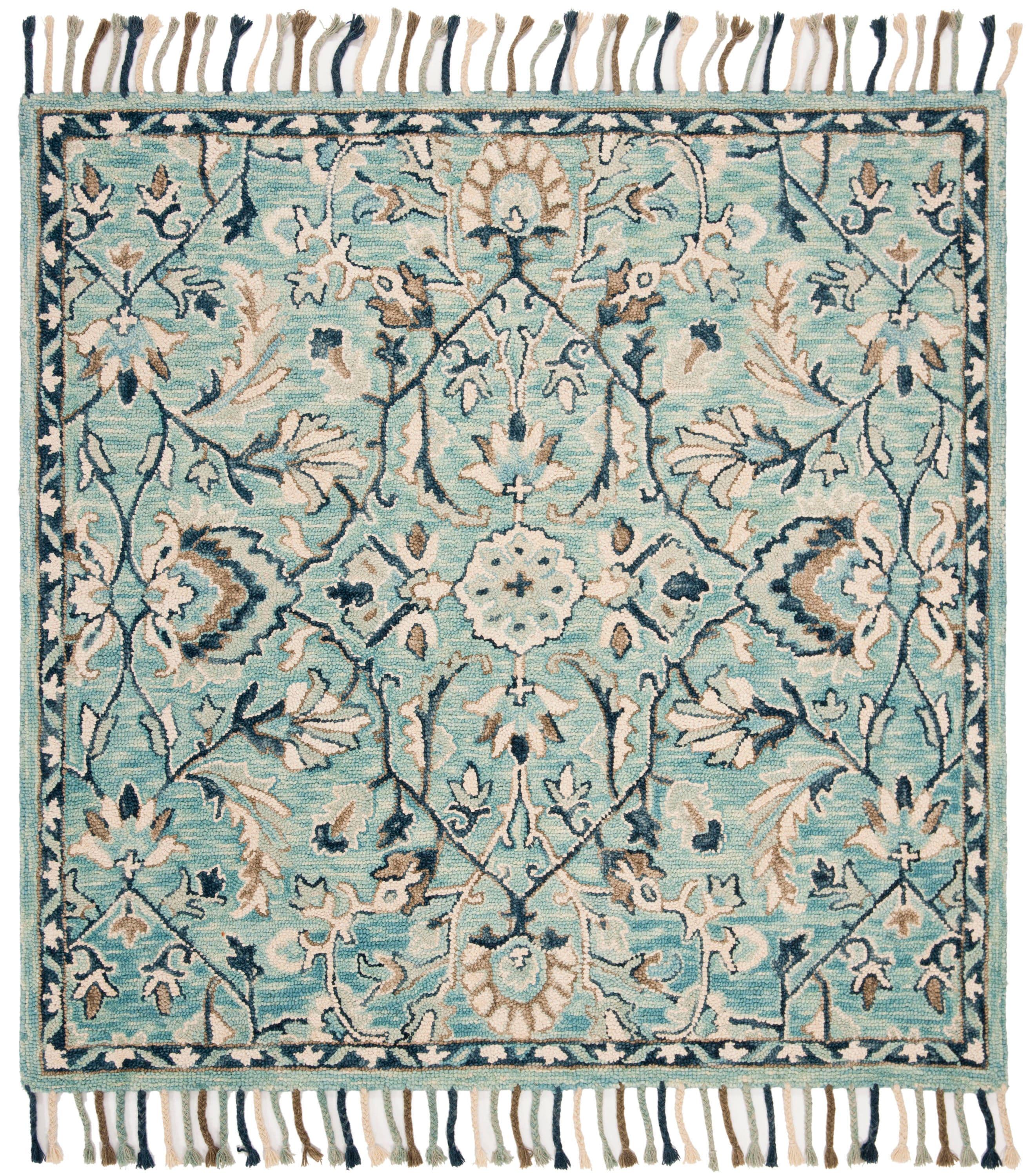 Blossom BLM457 Hand Tufted Area Rug - Blue/Ivory - 6'x6' - Safavieh.