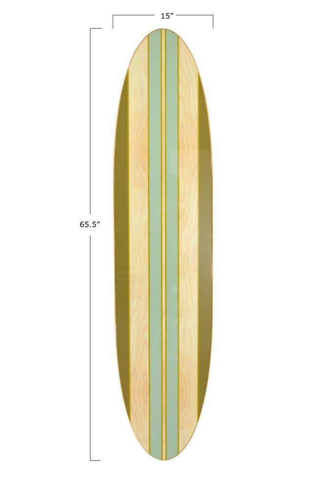 Storied Home Lacquered Wood Surfboard Wall Decor: Modern Beachfront Style, Hangs Vertically or Horizontally