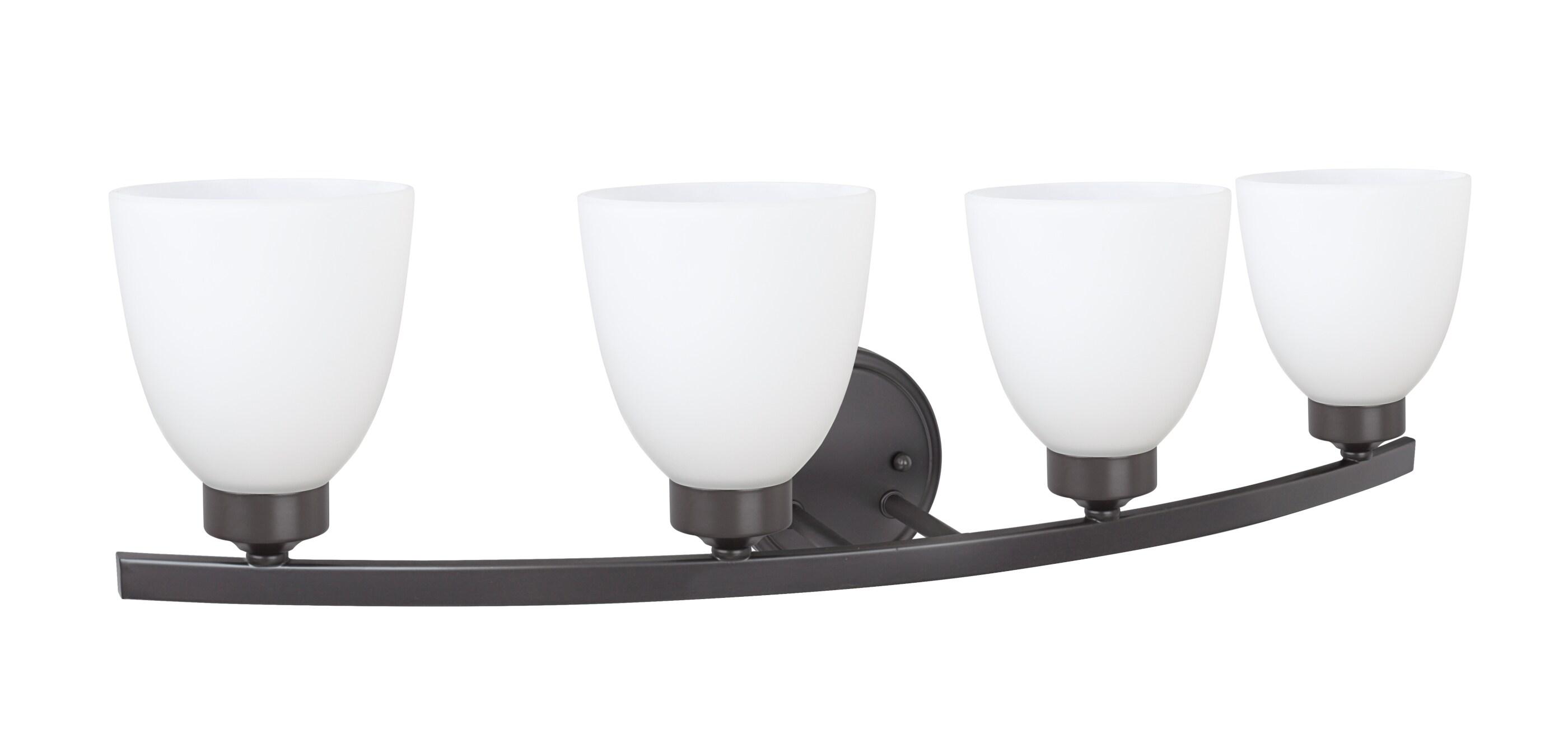 Oil Rubbed Bronze 4-Light Vanity Fixture with Frosted Glass Shades