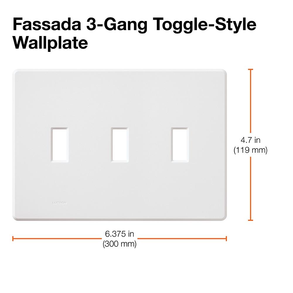 Lutron Fassada 3 Gang Wallplate for Toggle-Style Dimmers and Switches, FG-3-LA, Light Almond (1-Pack)