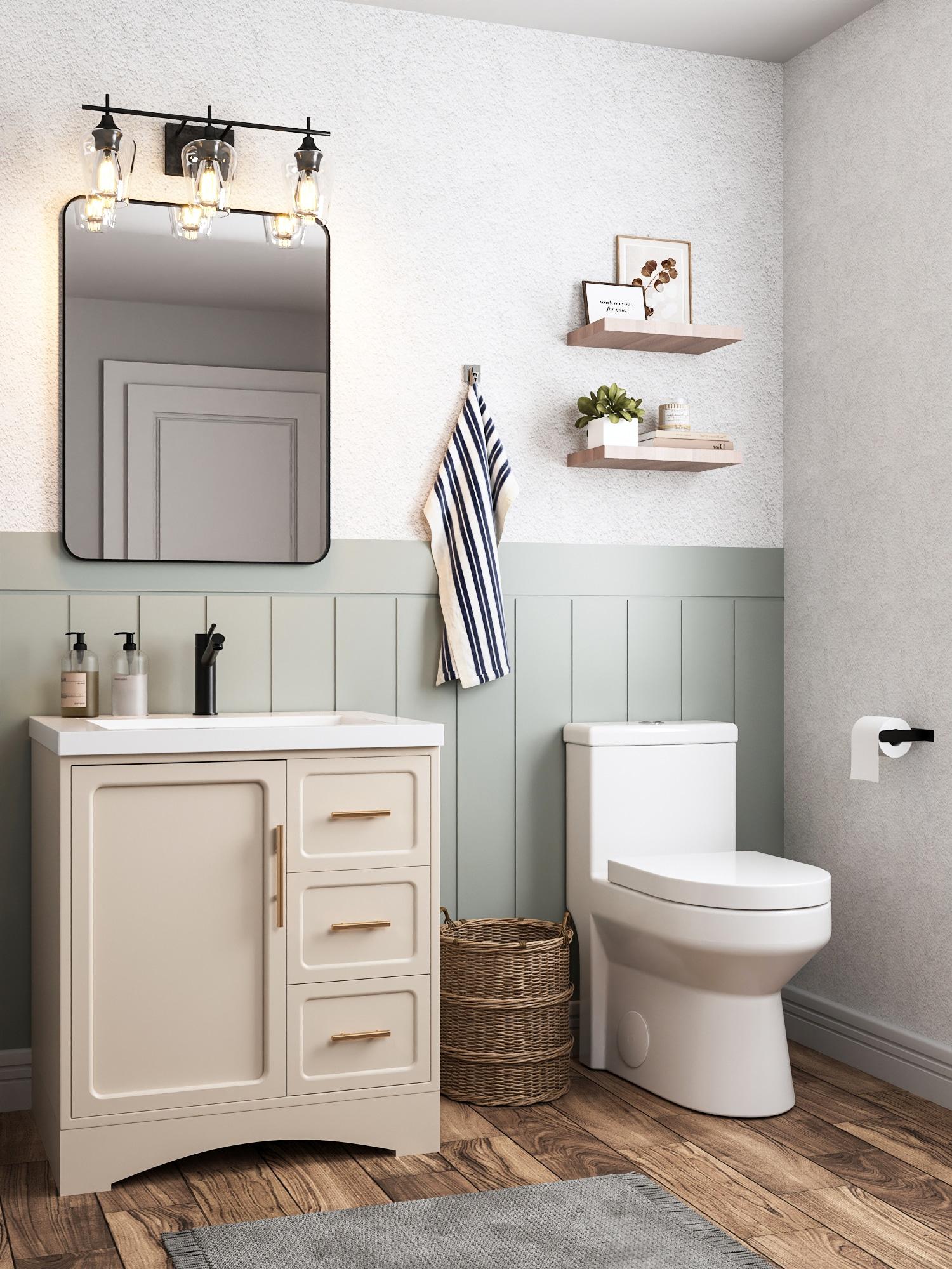 Liberty Compact Toilet, Modern One-Piece Round Toilet with Dual Flush, Easy Cleaning Fully Skirted Design(Seat Included)