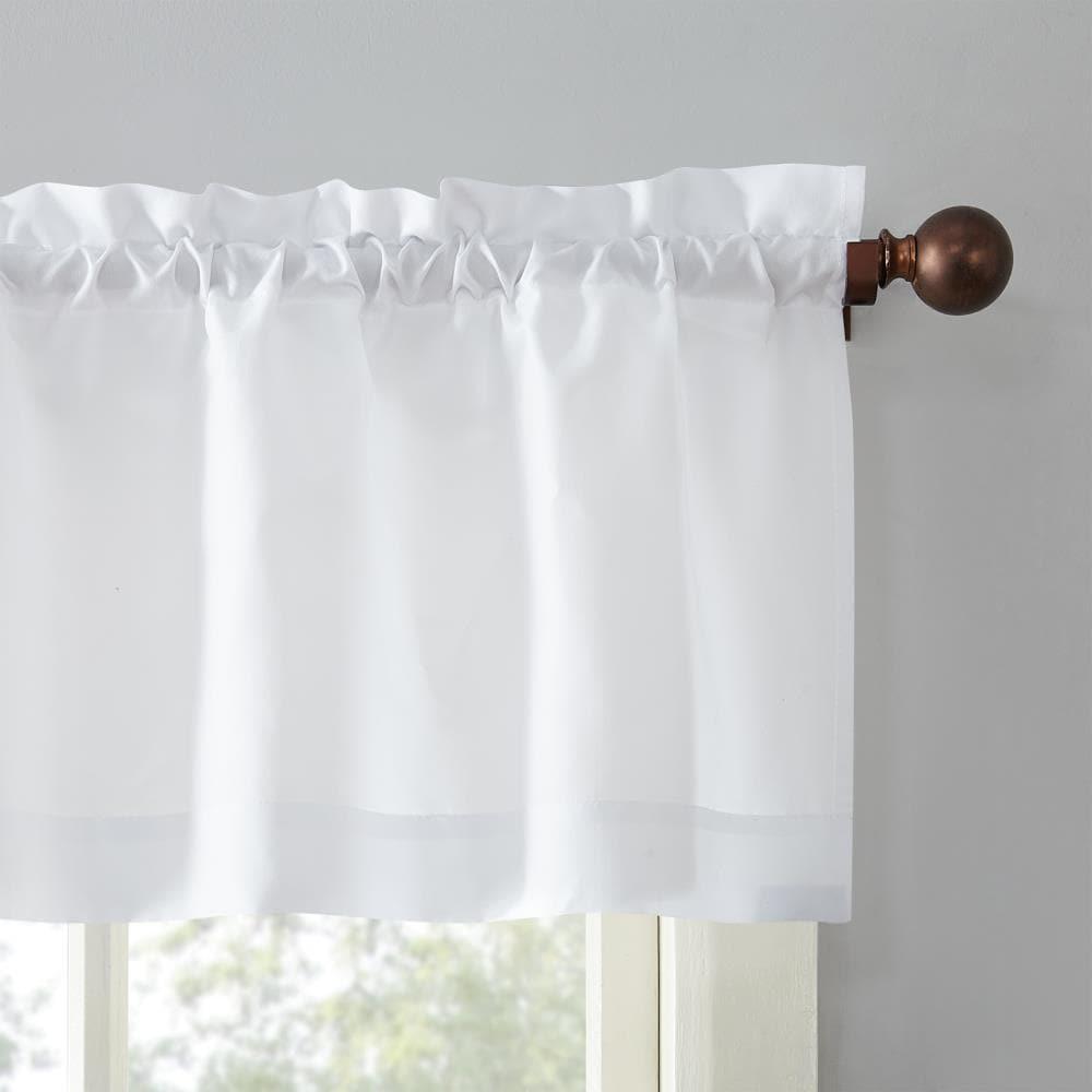 Set of 3 (24"x27") Martine Microfiber Semi-Sheer Rod Pocket Kitchen Curtain Valance and Tiers Set White - No. 918