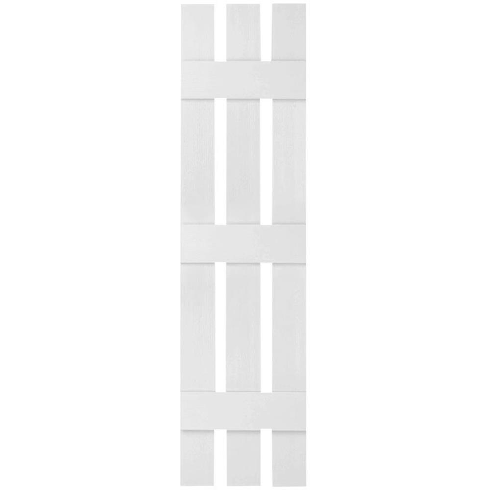 Ekena Millwork 12 in. W x 55 in. H Builders Edge, Standard Three Board Spaced, Board-n-Batten Shutters, Includes Matching Installation Spikes (Per Pair), 001 - White