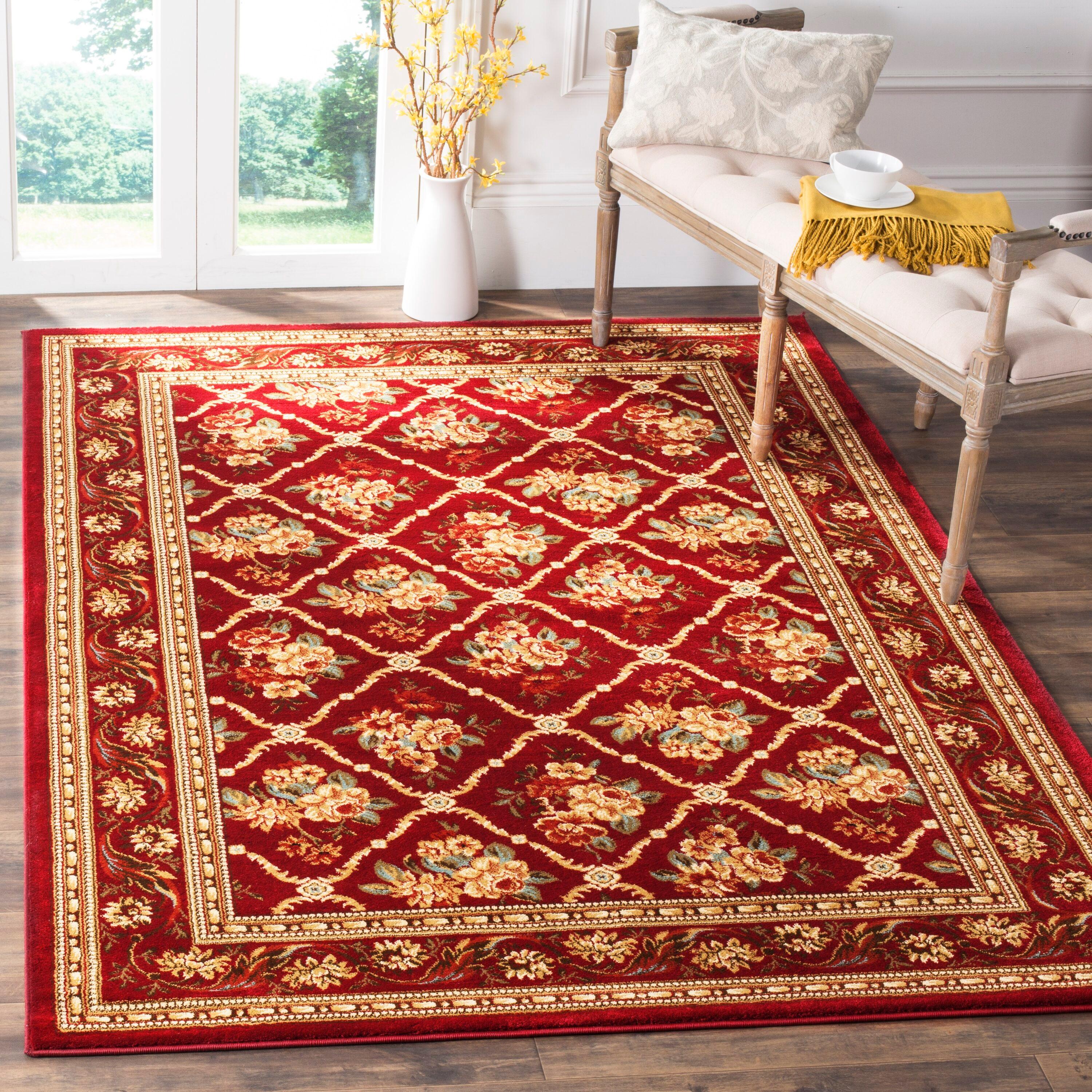 Lyndhurst LNH556 Power Loomed Area Rug - Red/Red - 8'9"x11'9" - Safavieh.