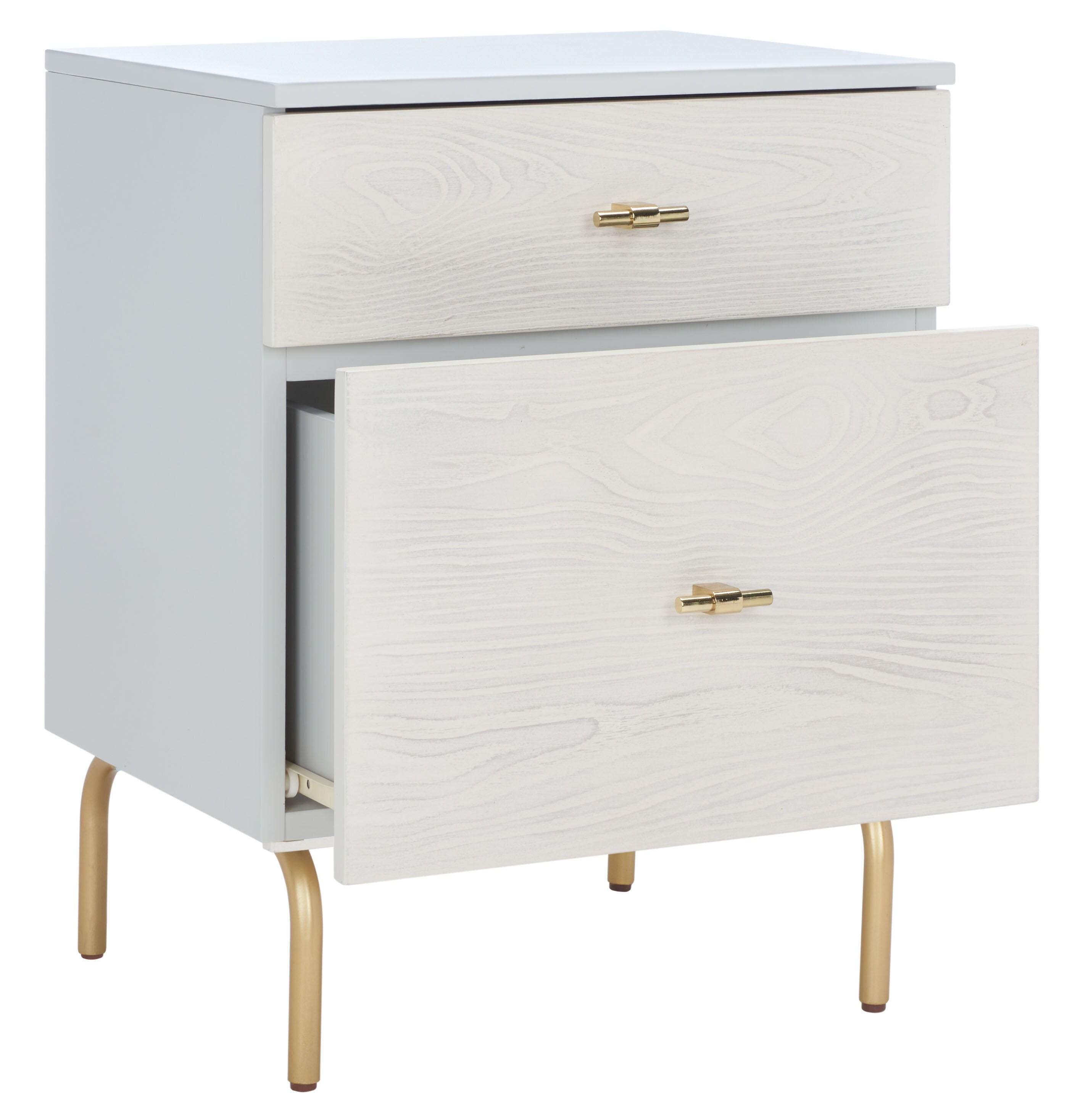 Genevieve 2 Drawer Nightstand - NST5002 - Grey/White Washed - Safavieh